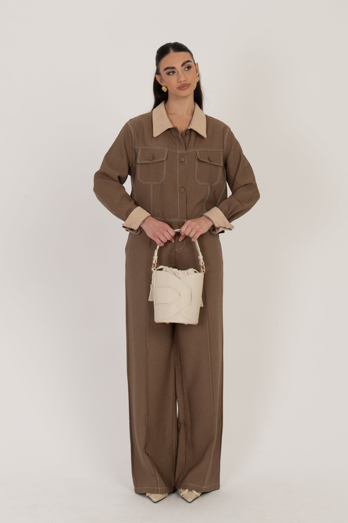 Coordinato ‘CUCITURE BIANCHE ‘Fango