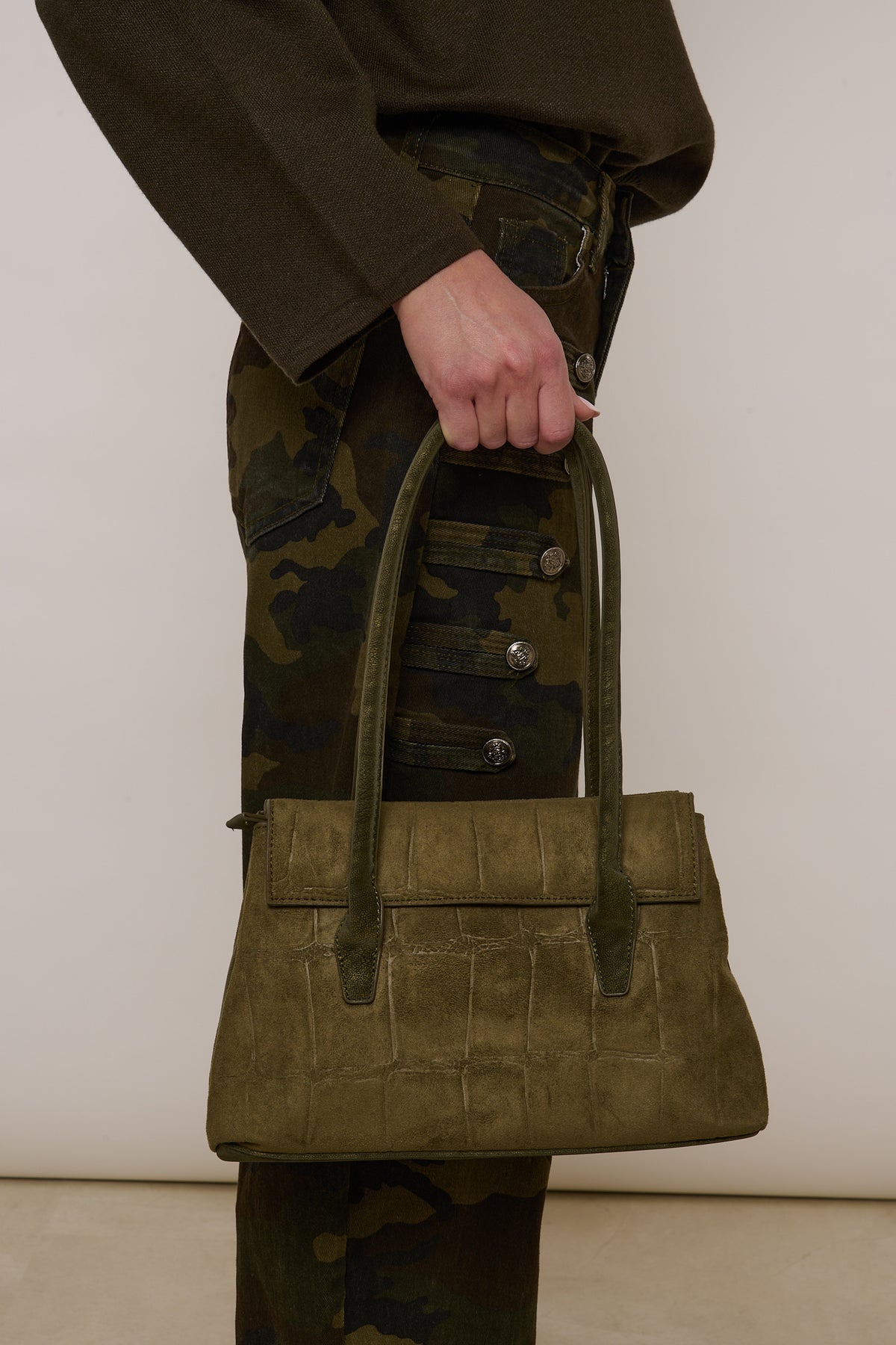 Borsa ‘SUEDE’ Pitonata Verde
