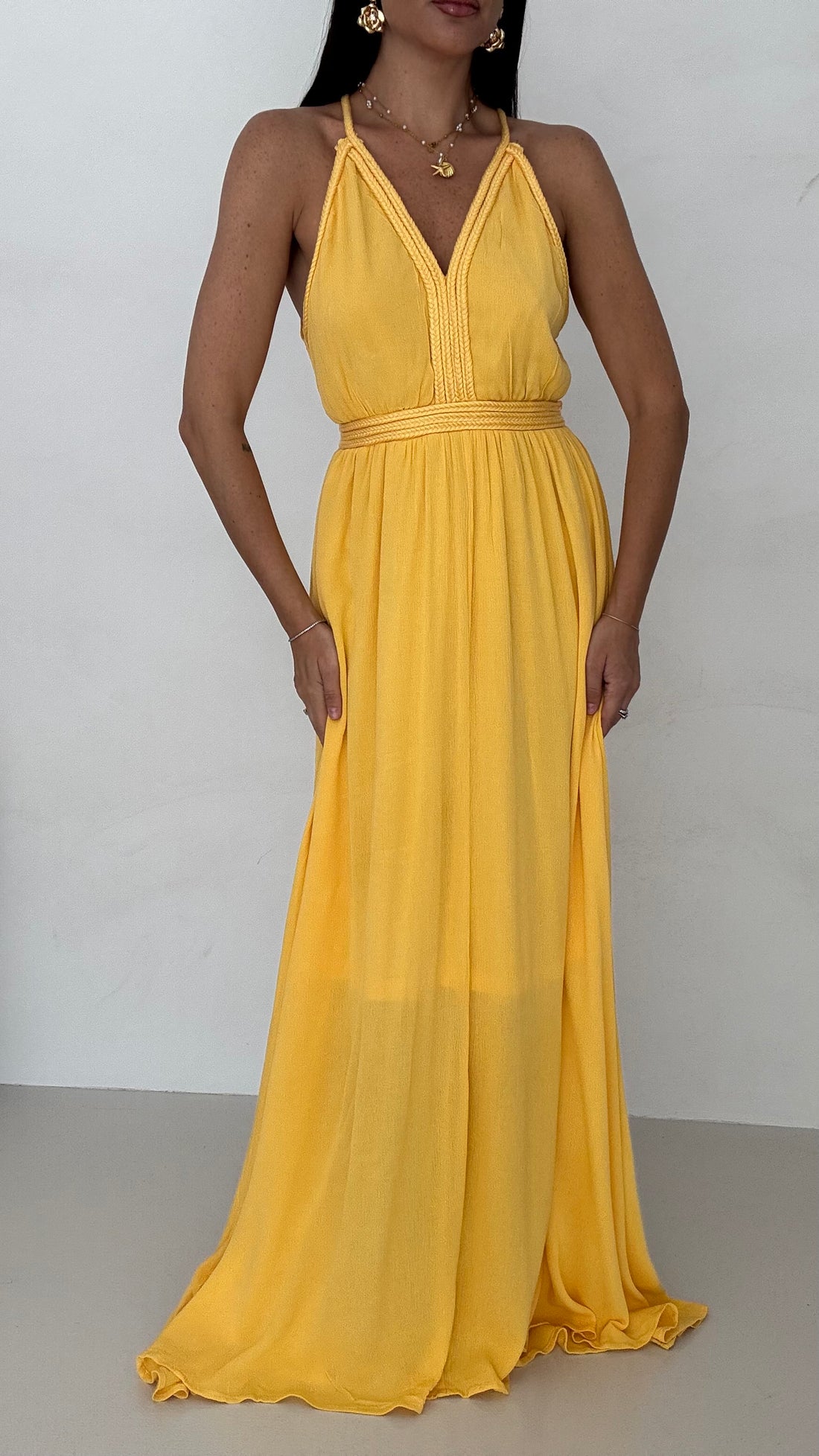 Abito ‘EUPHORIA’ con treccia Giallo