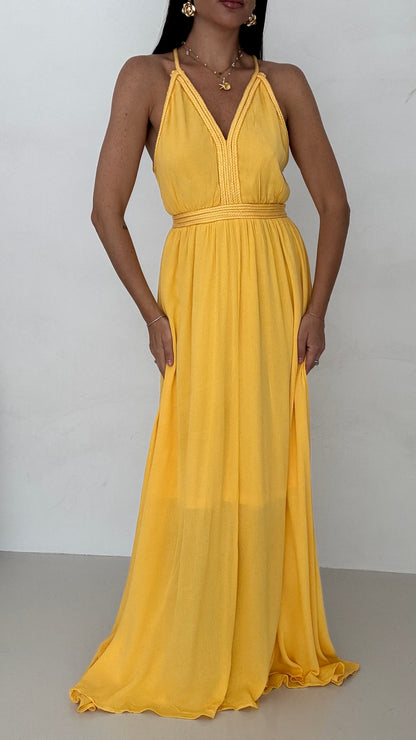 Abito ‘EUPHORIA’ con treccia Giallo