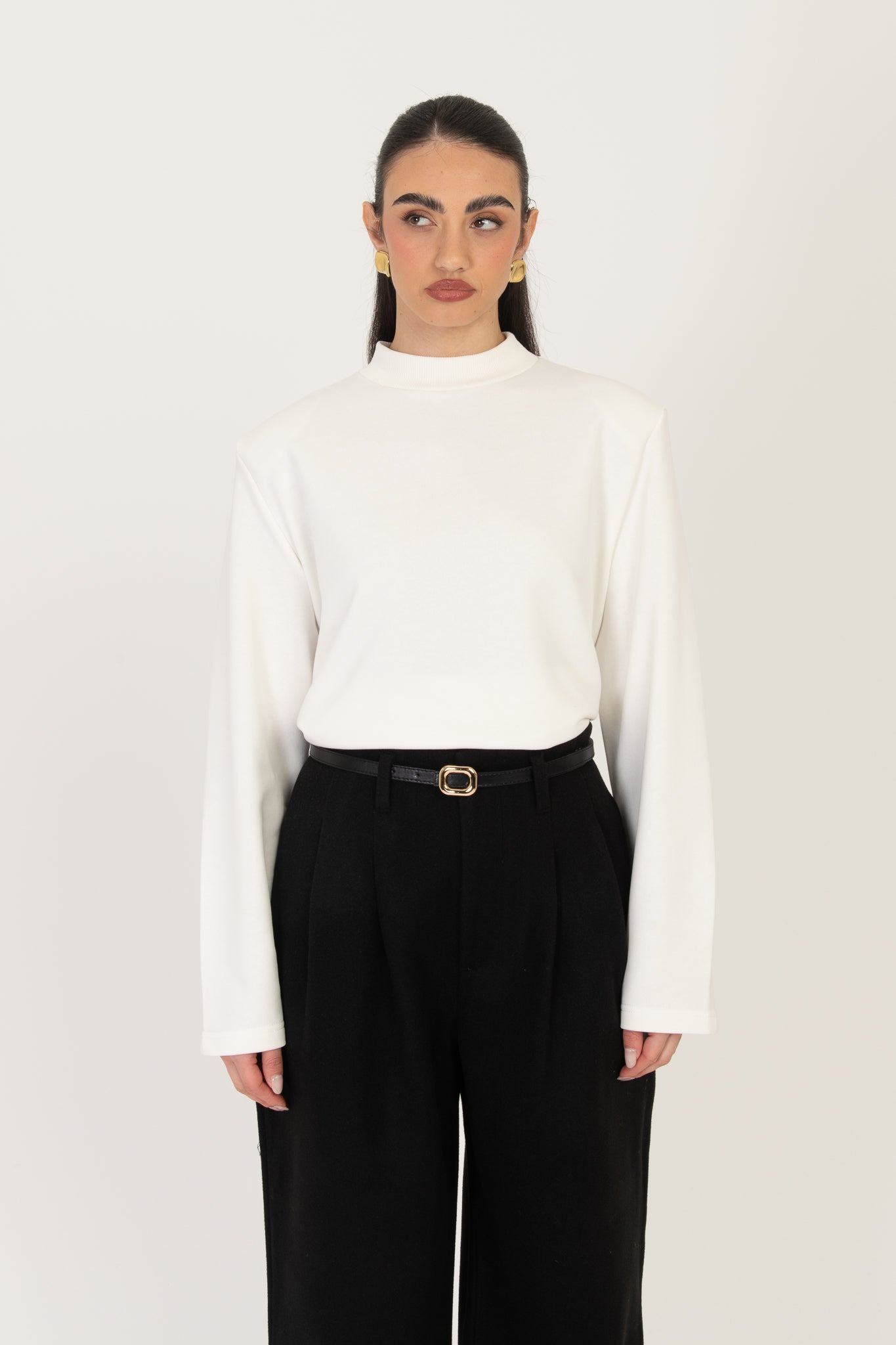 Felpa ‘MEZZO COLLO CON SPALLINE’ Bianca