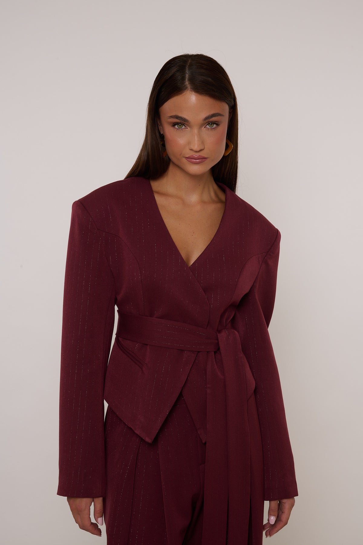 Blazer ‘CINTURA BY LUMINA’ Righe Bordeaux
