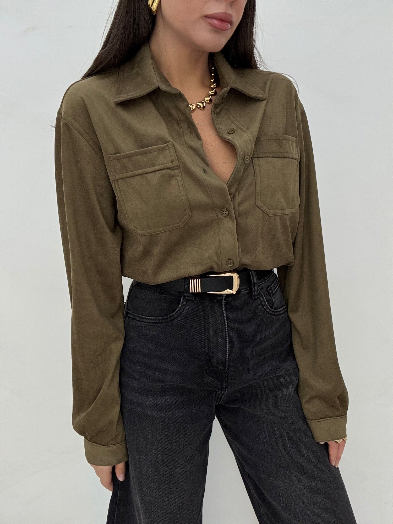 Camicia ‘SUEDE’ 3&33 Verde Oliva