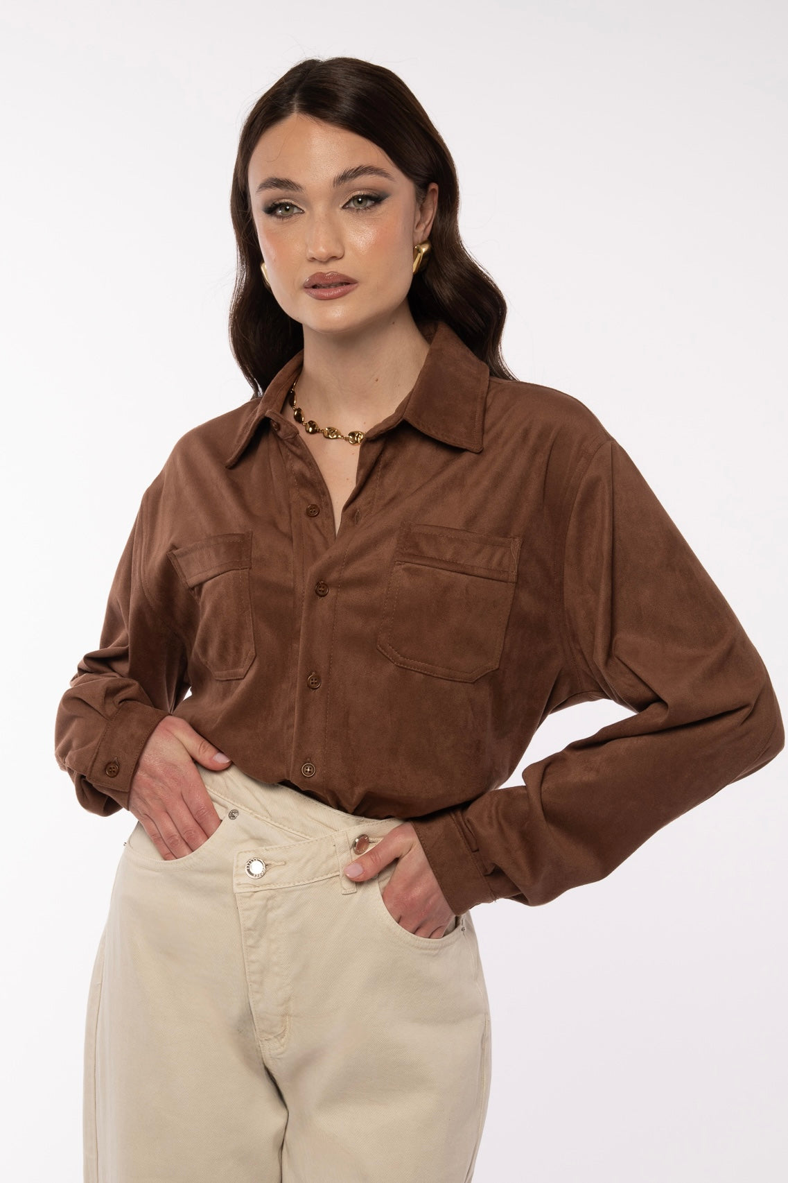 Camicia ‘SUEDE’ 3&33 Cacao