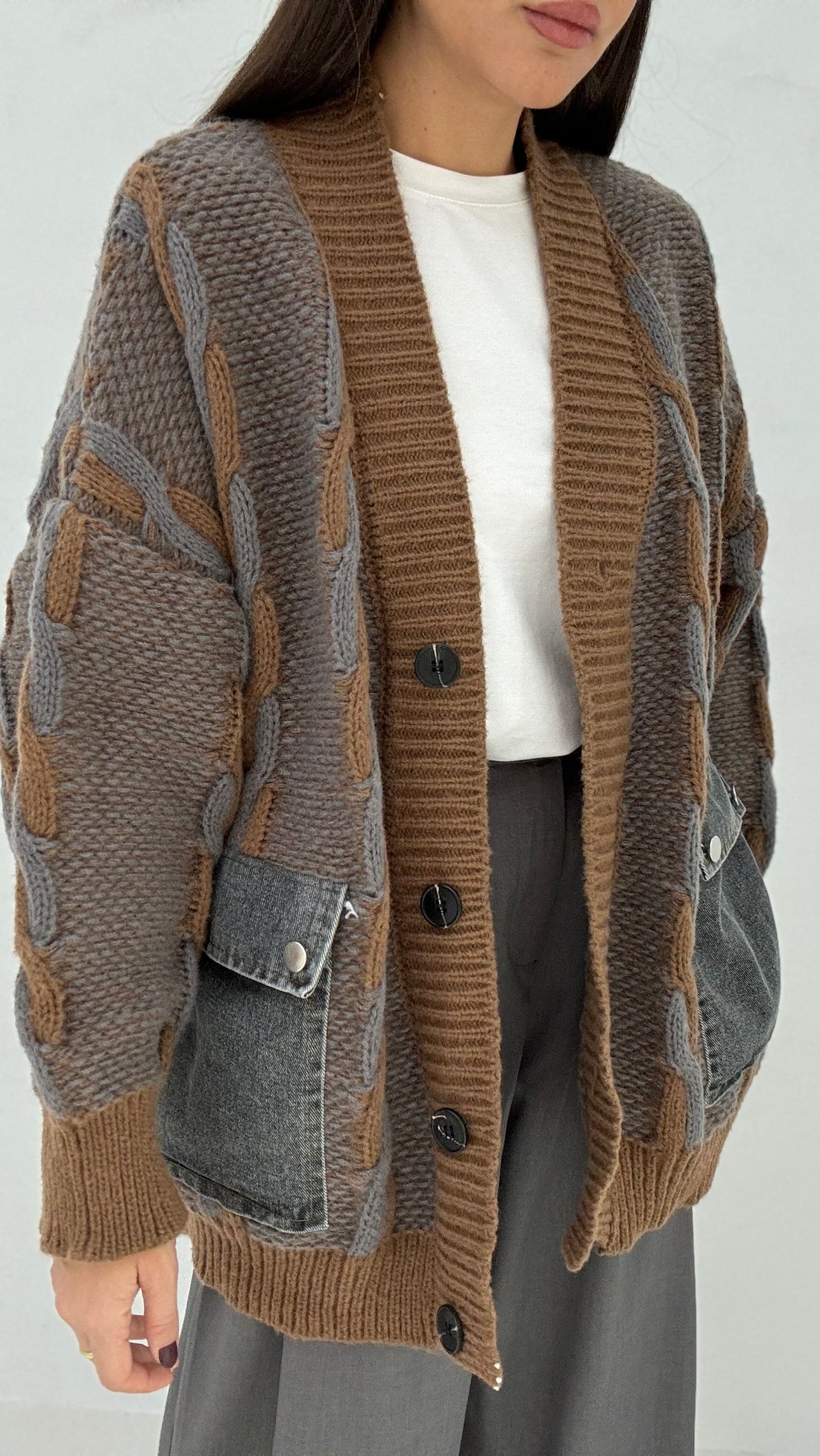 Cardigan ‘TRECCE E TASCONI’ Cacao