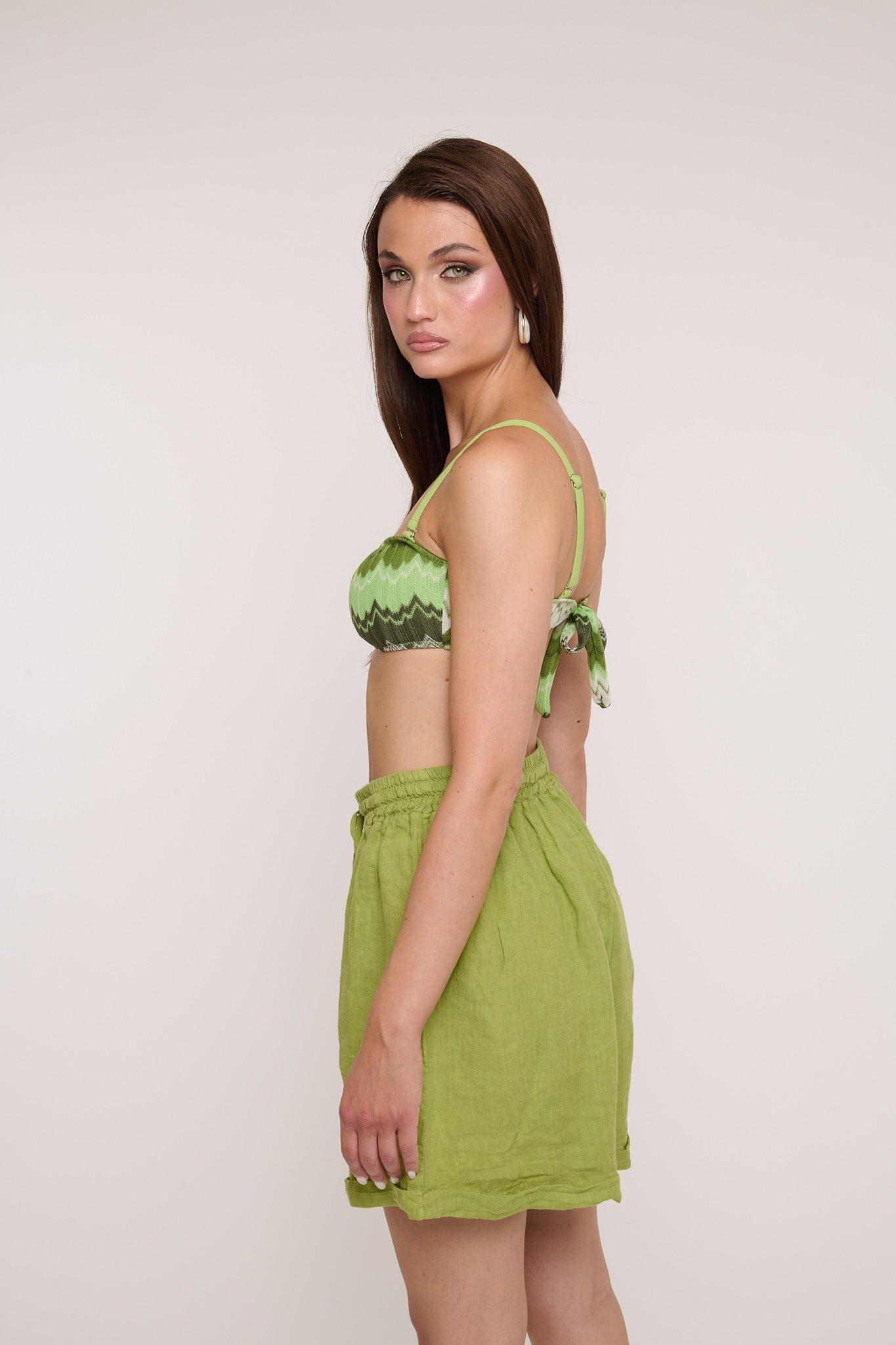 Pantaloncino ‘100% LINO’ Verde