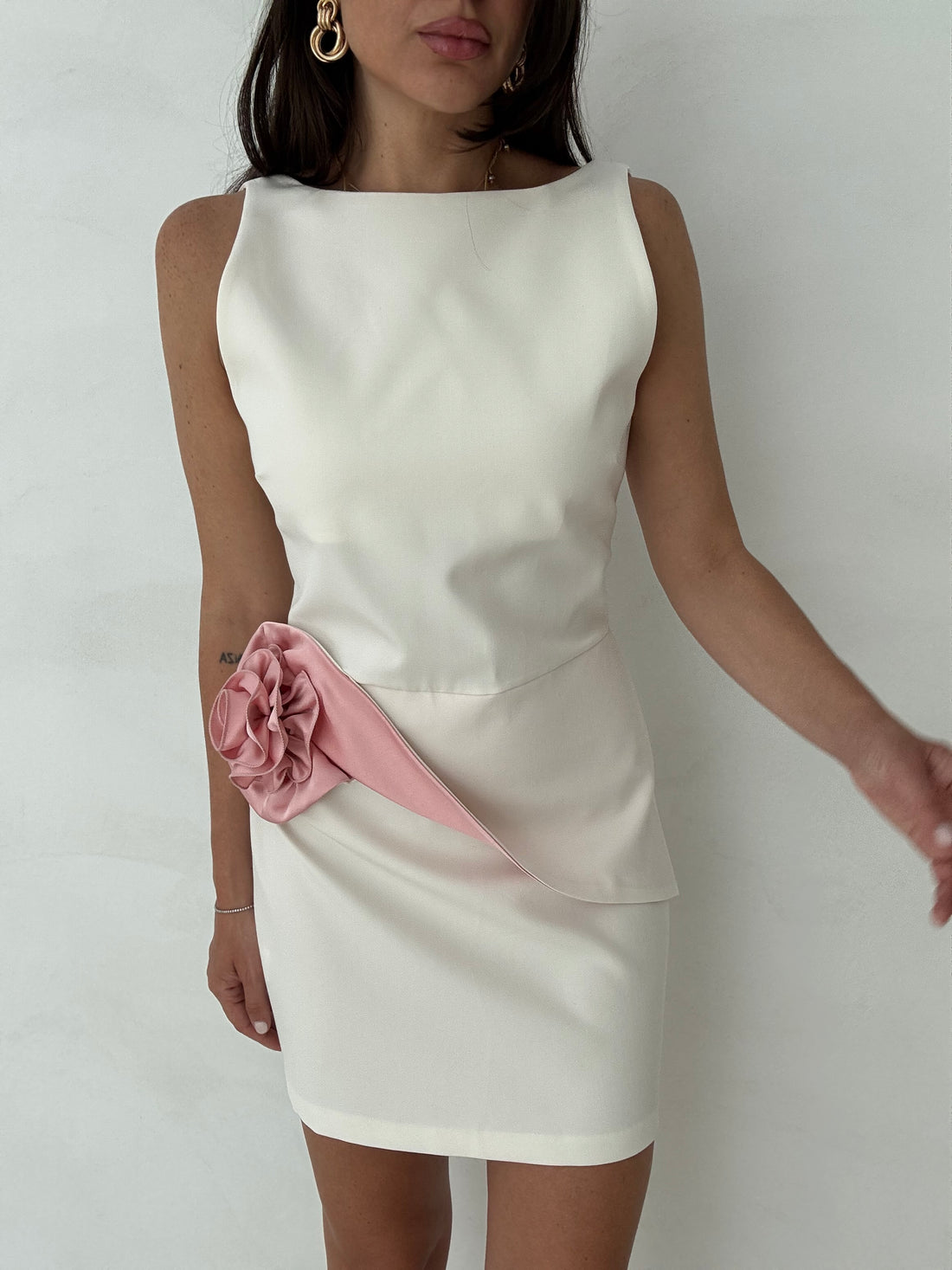 Abito ‘PRISCILLA’ con rouches rosa by lumina Panna