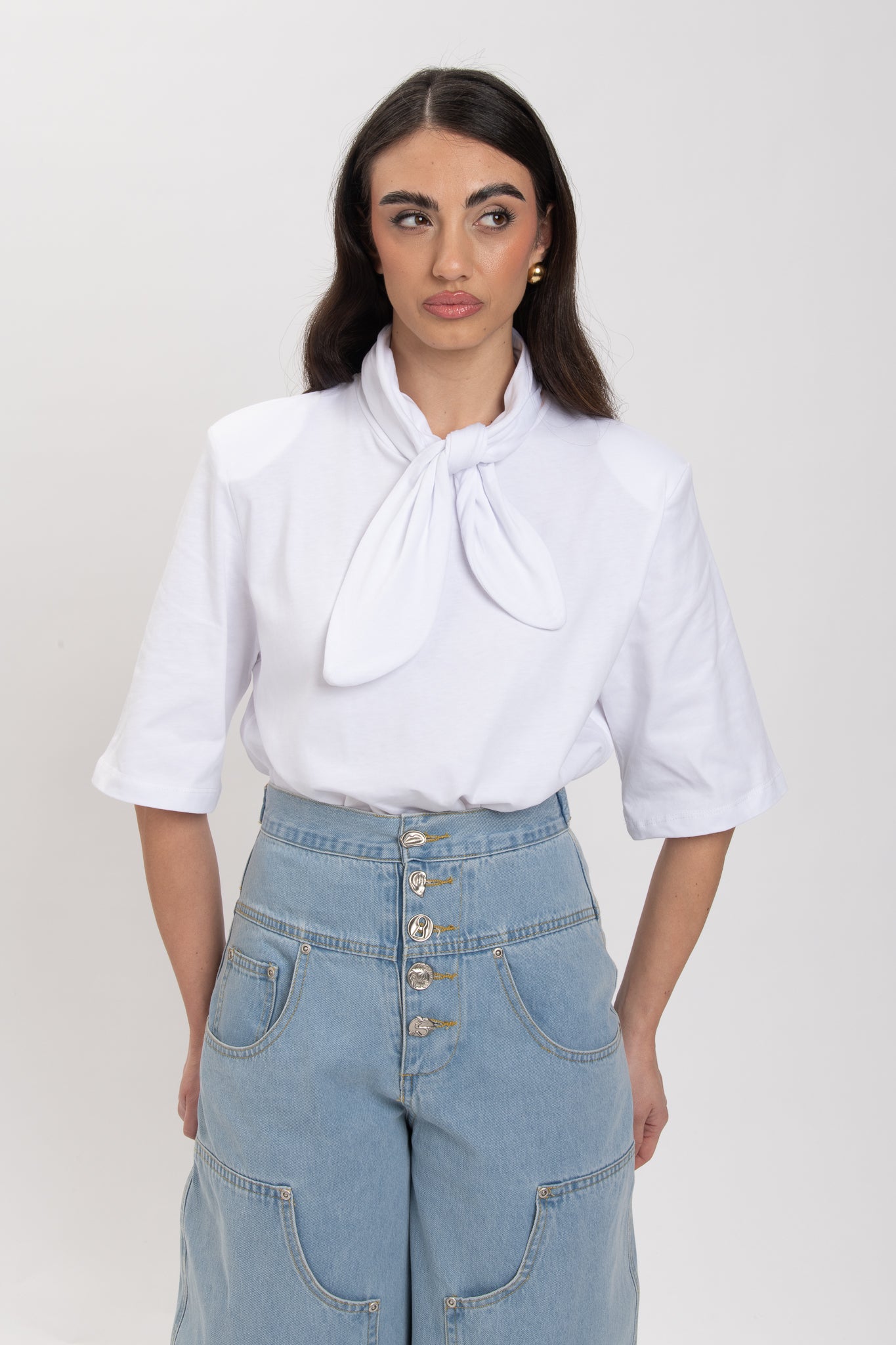 Maglia/Body ‘FOULARD RIGIDO’ BY LUMINA Bianca