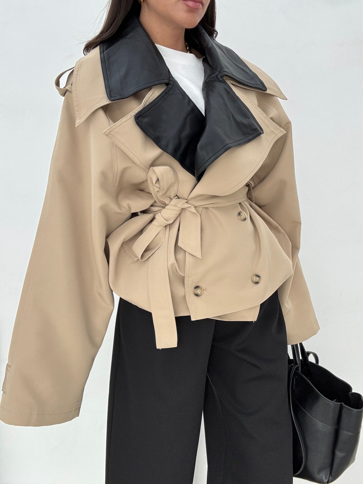 Trench crop ‘DETTAGLIO IN ECOPELLE’ Camel