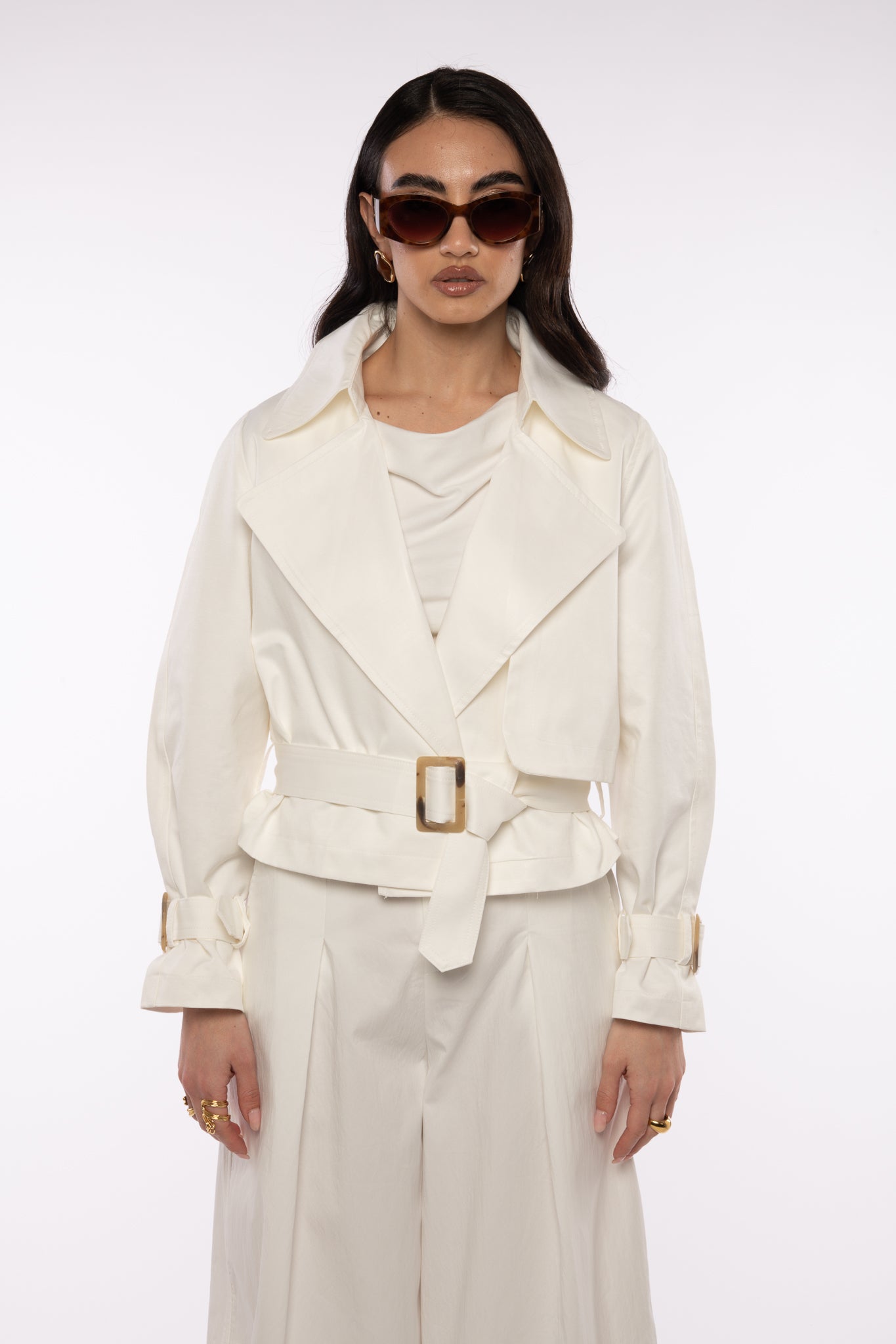 Trench Crop ‘55% COTONE’ Bianco