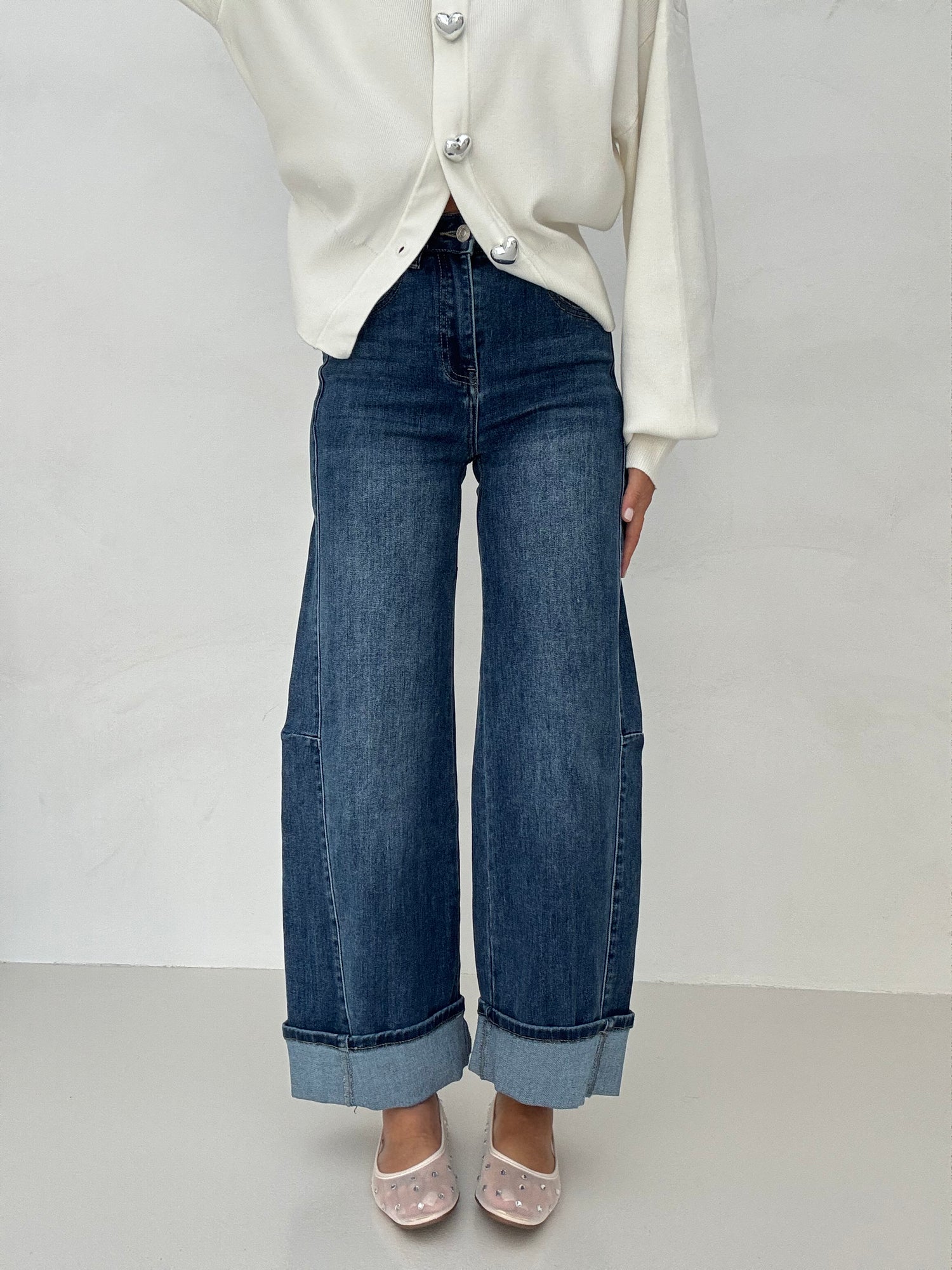 Jeans ‘CUCITURA LATERALE’ con piegone Denim Scuro