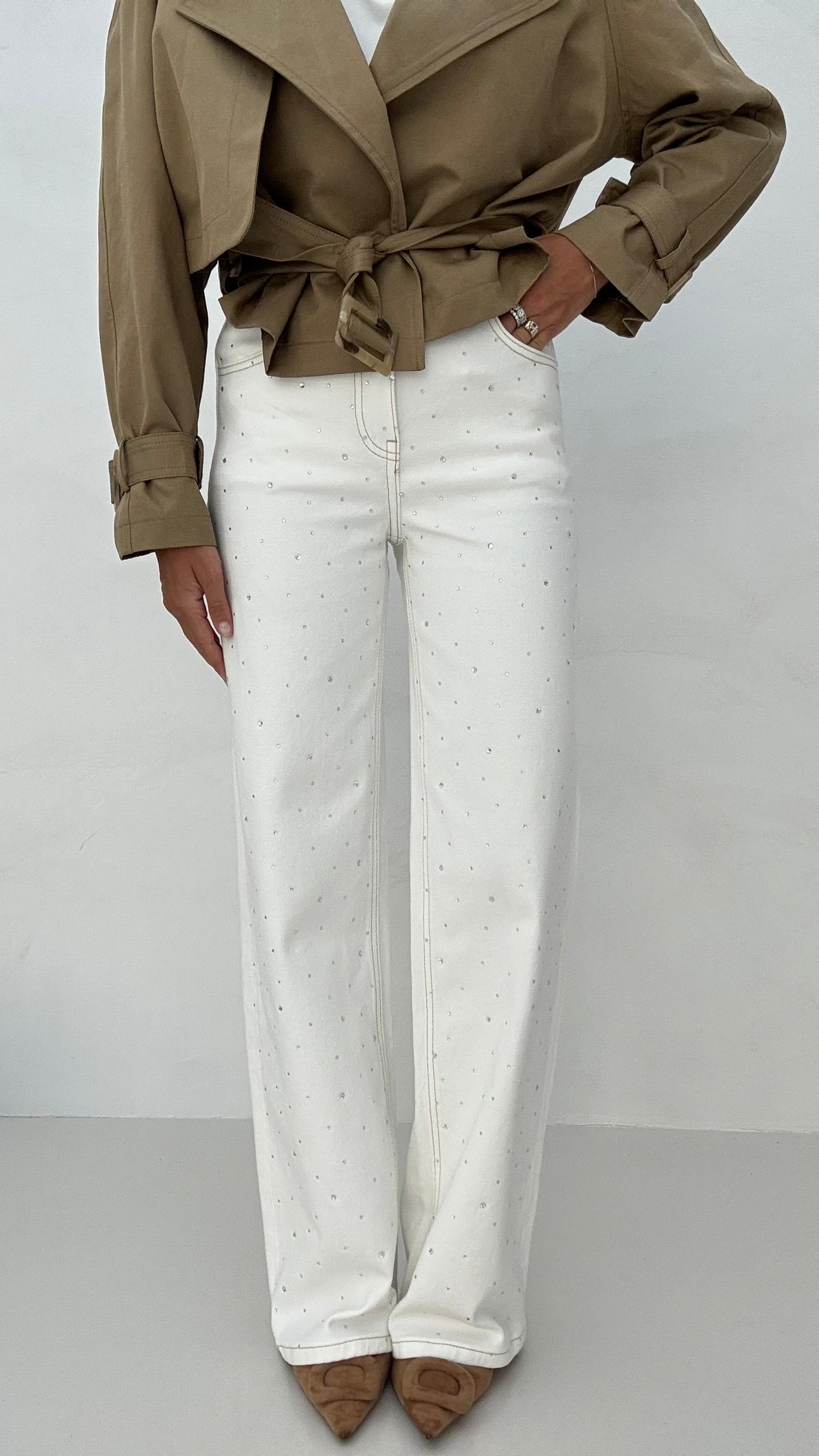 Jeans ‘STRASS’ Denim Bianco