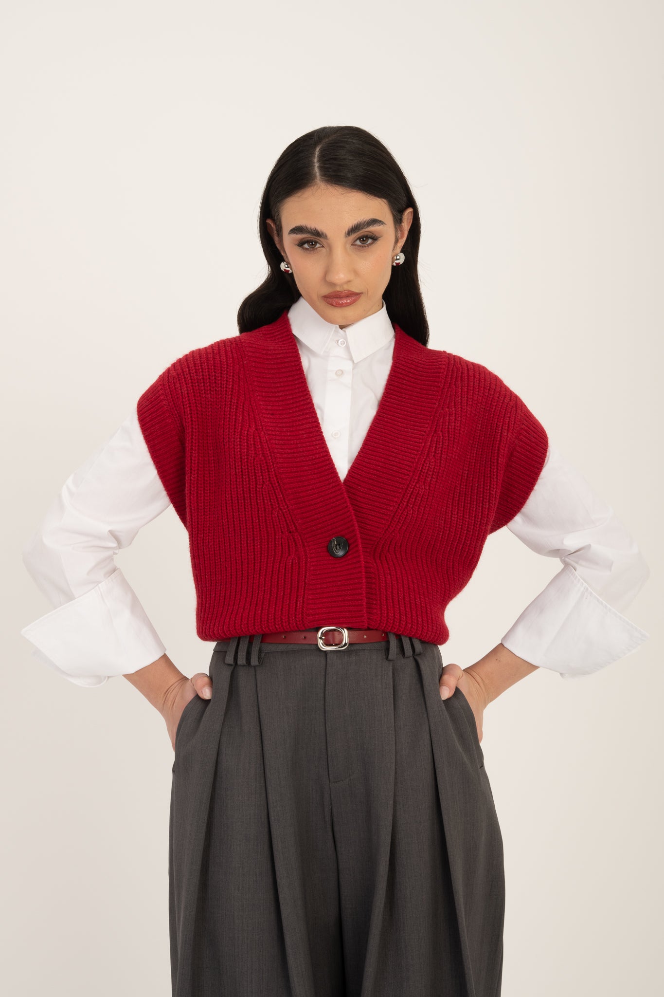 Gilet ‘BOTTONI 10%LANA’ BY LUMINA Rosso