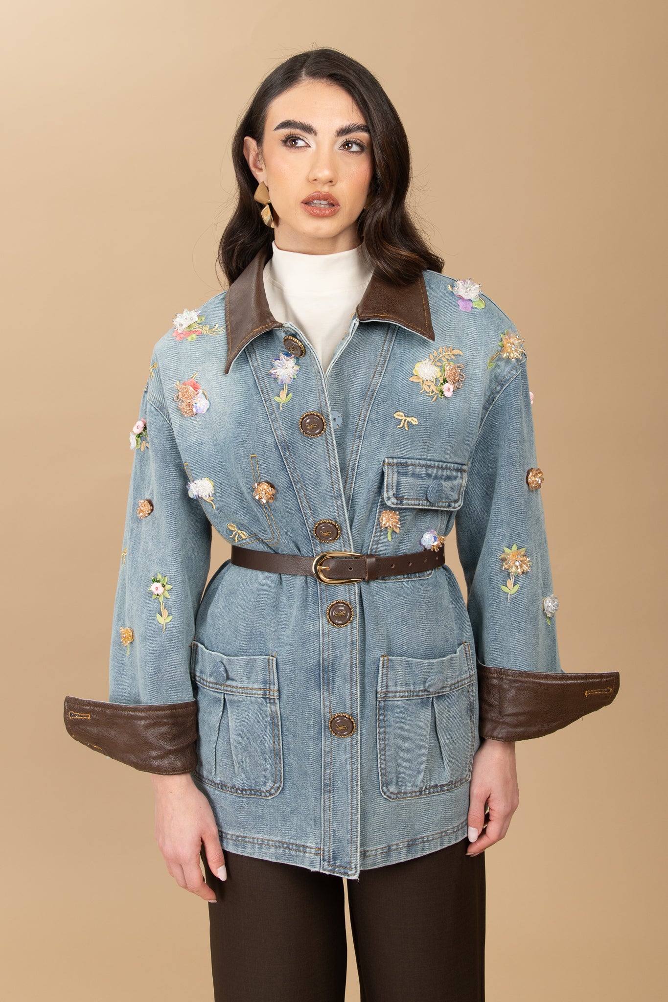 Giacca ‘FLOWERS’ in Denim