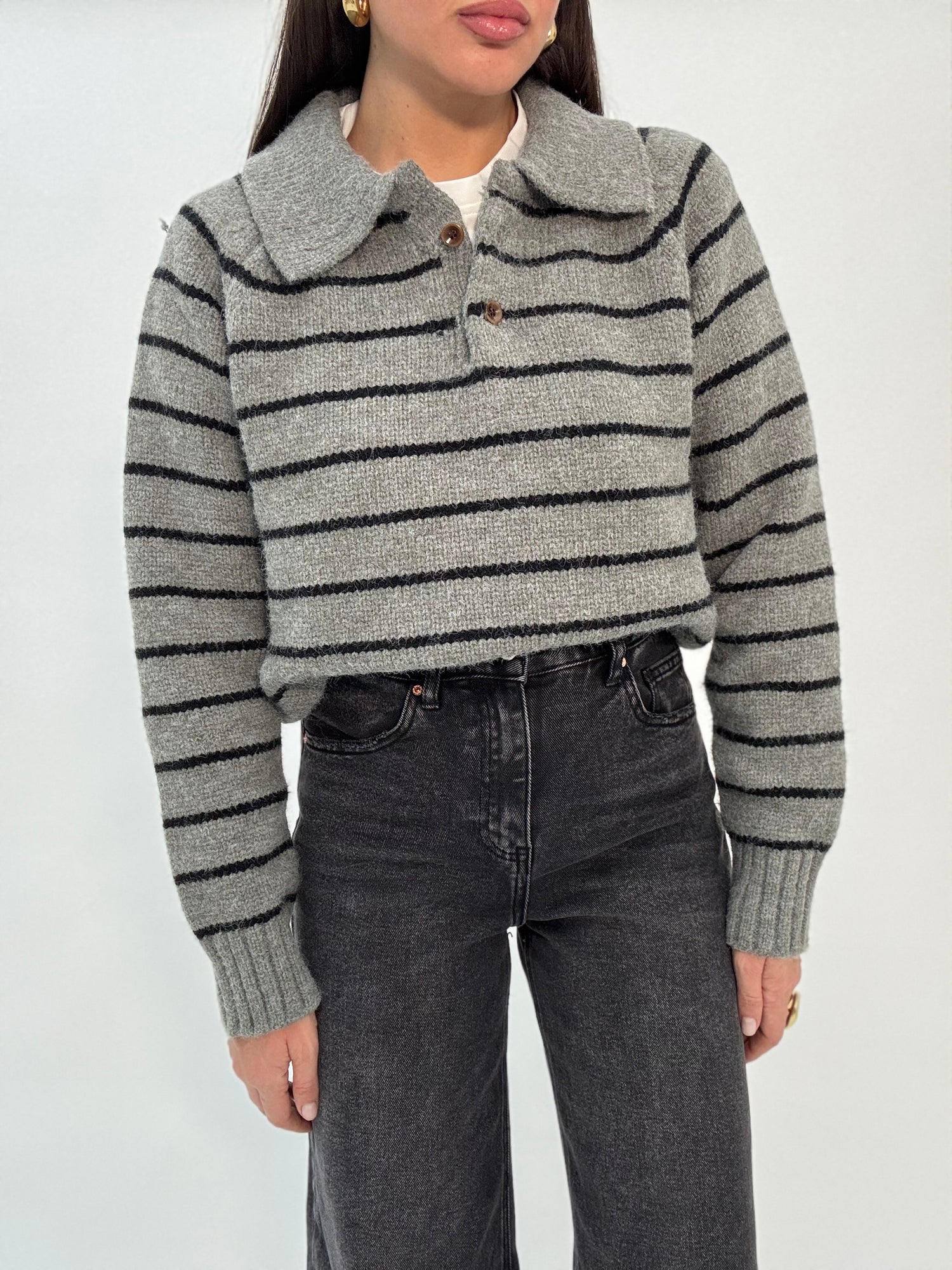 Maglione ‘RIGHE’ 3&33 Grigio