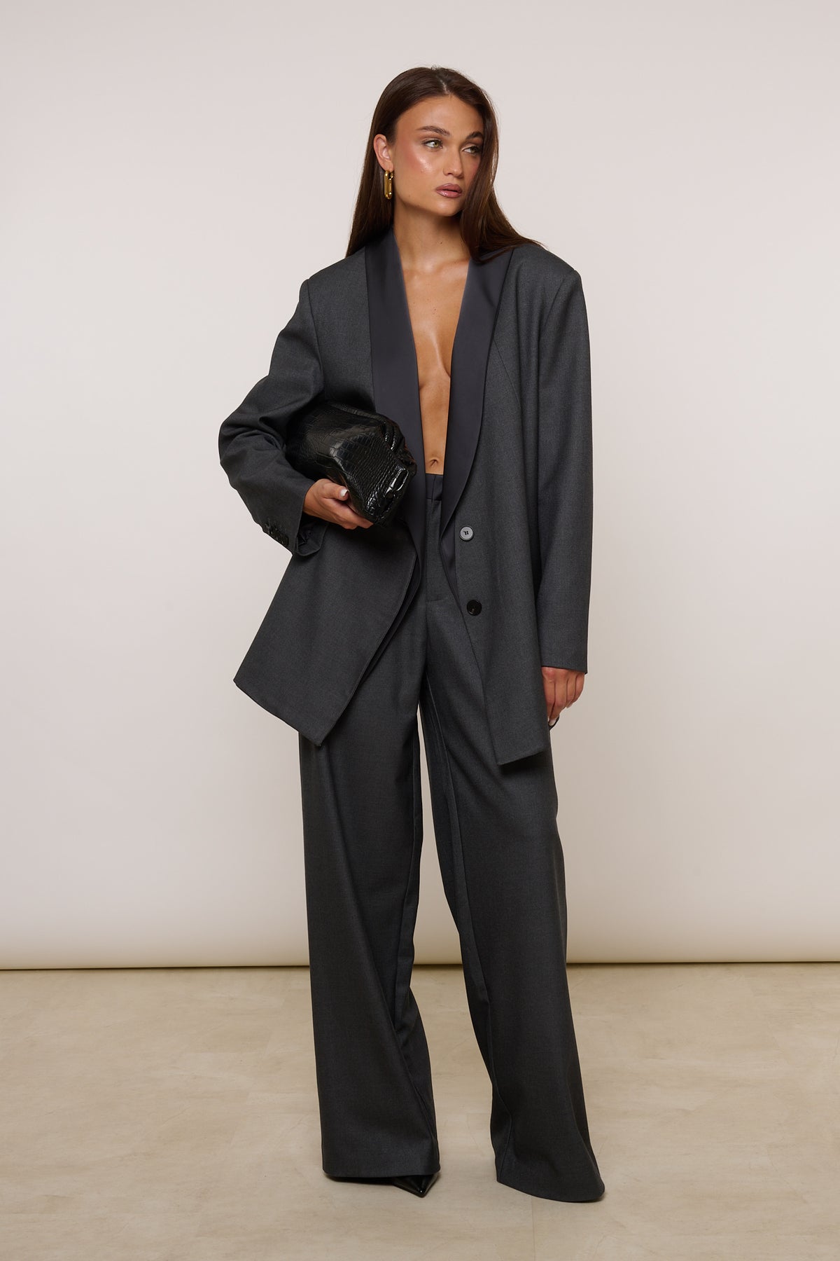 Pantalone ‘INSERTI IN RASO’ By Lumina Grigio