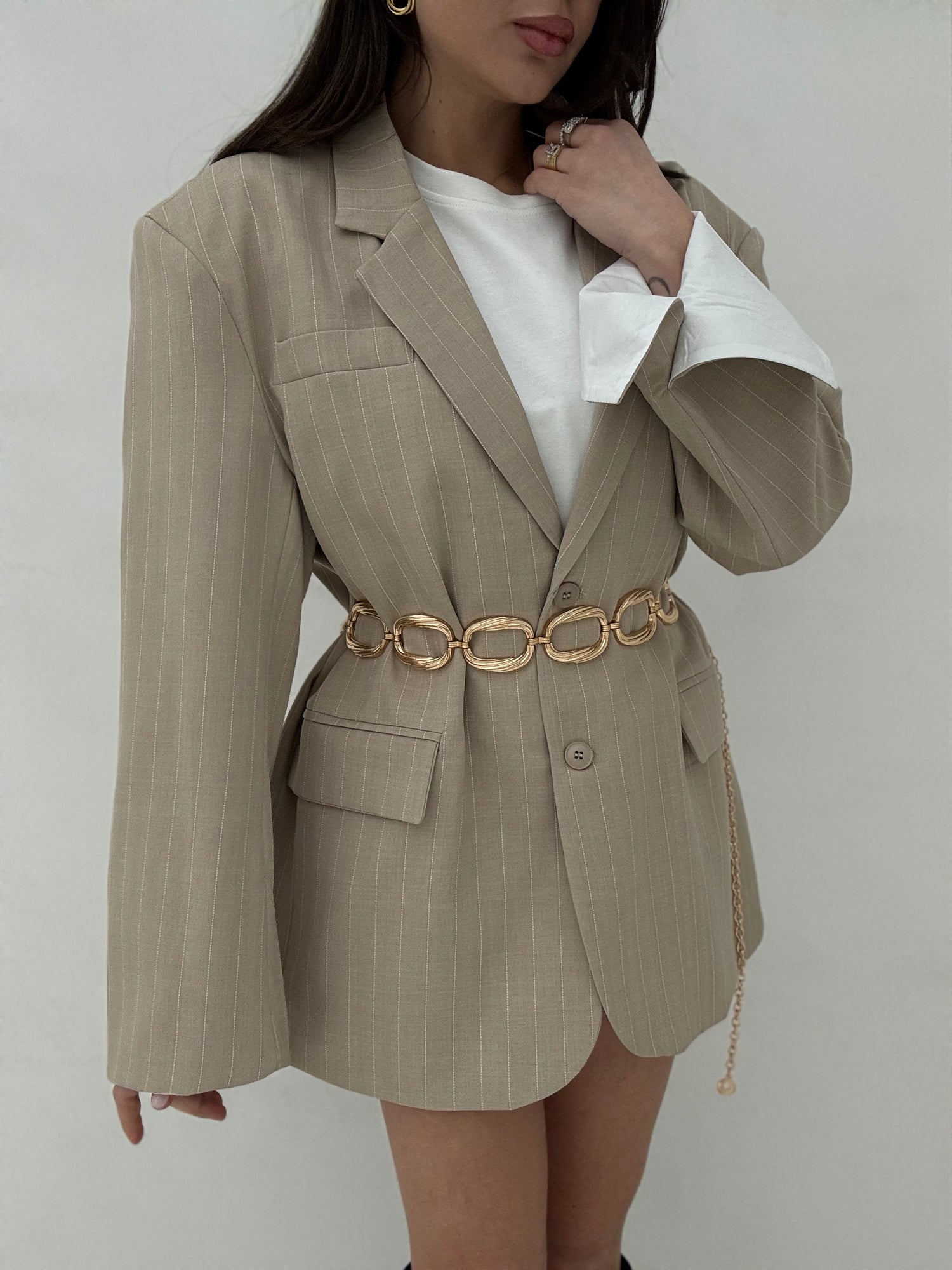 Blazer ‘OVER SIZE’ gessato Beige