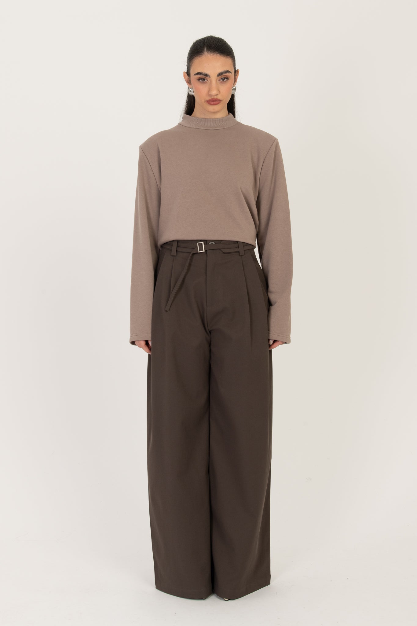 Pantalone ‘PALAZZO CON CINTURA ’ Cacao