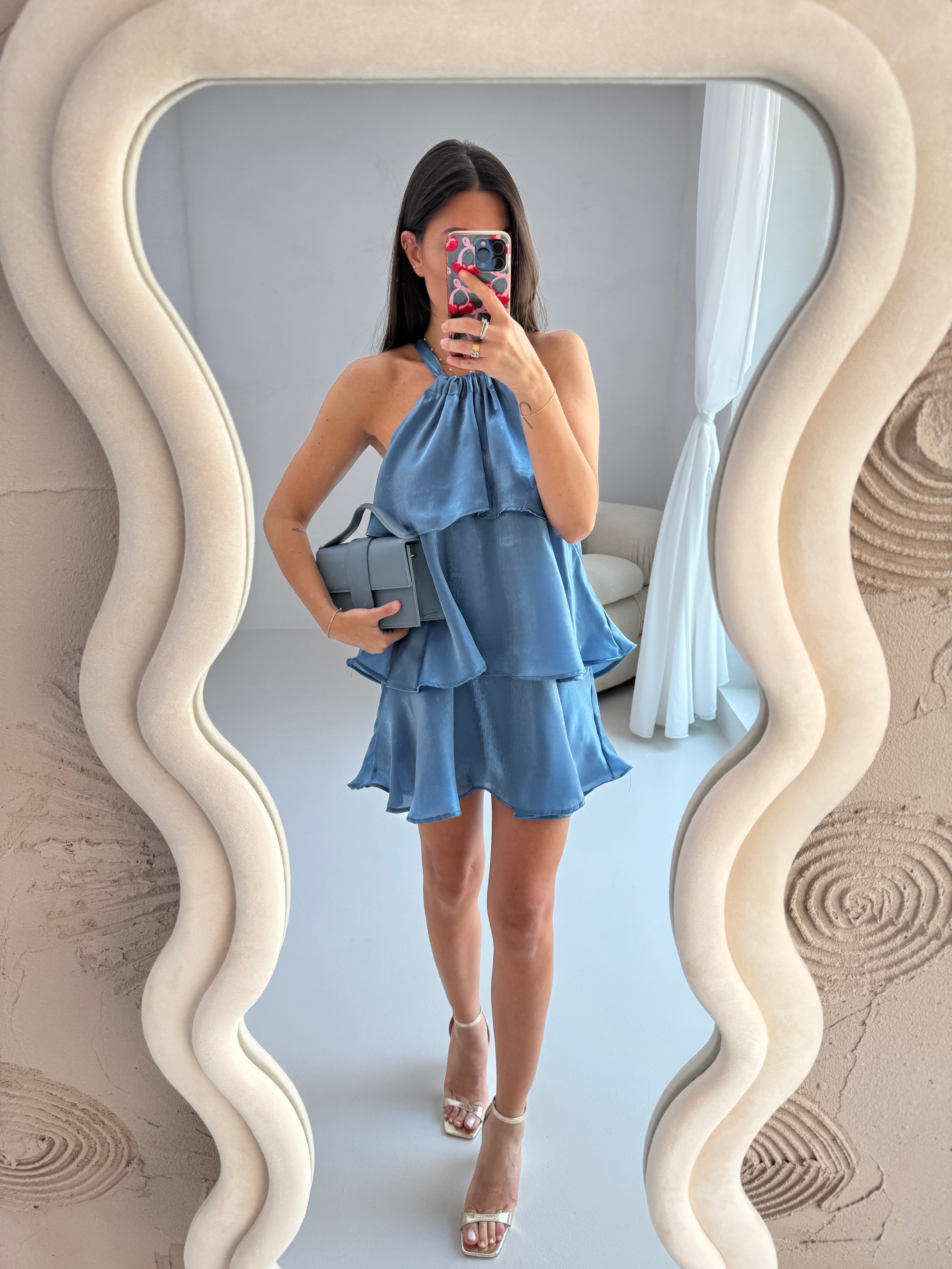Abito ‘LAMINATO’ con Balze Blu