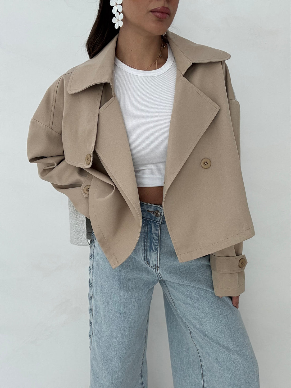 Trench crop ‘DOUBLE’ Camel