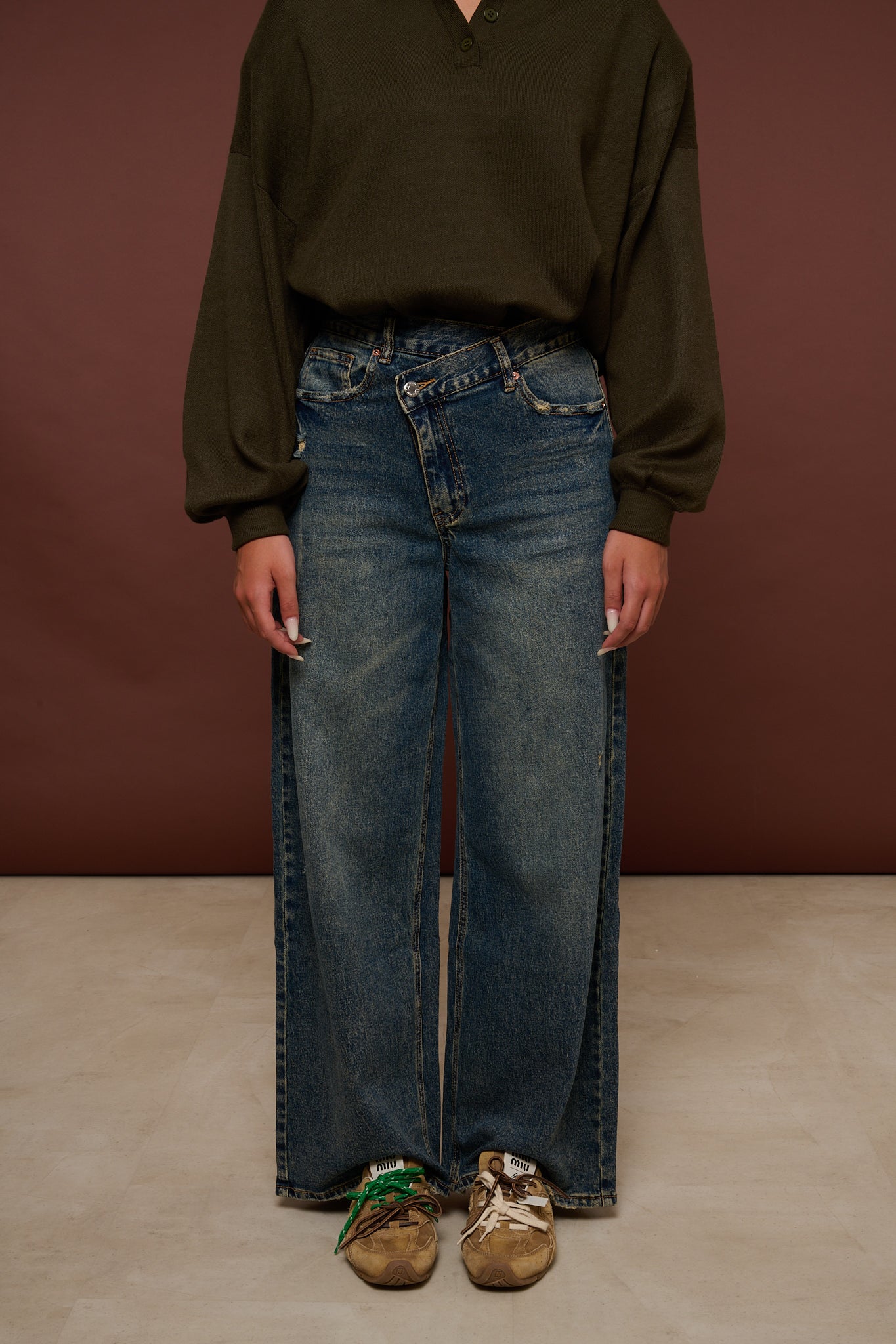 Jeans ‘ABBOTTONATURA ASIMMETRICA’ Denim Sabbiato