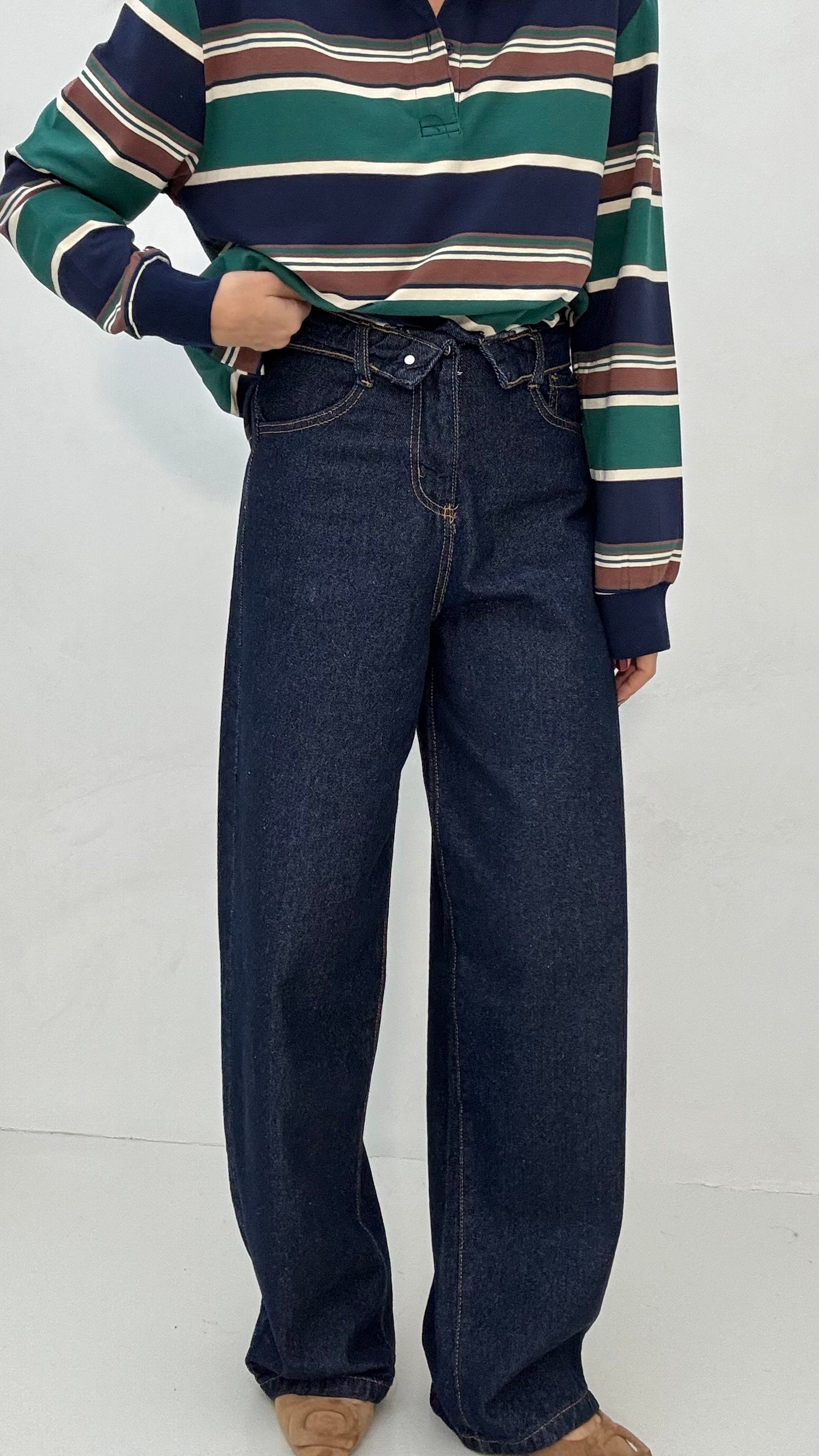 Jeans ‘D68 100%COTONE’ Risvolto Denim Scuro