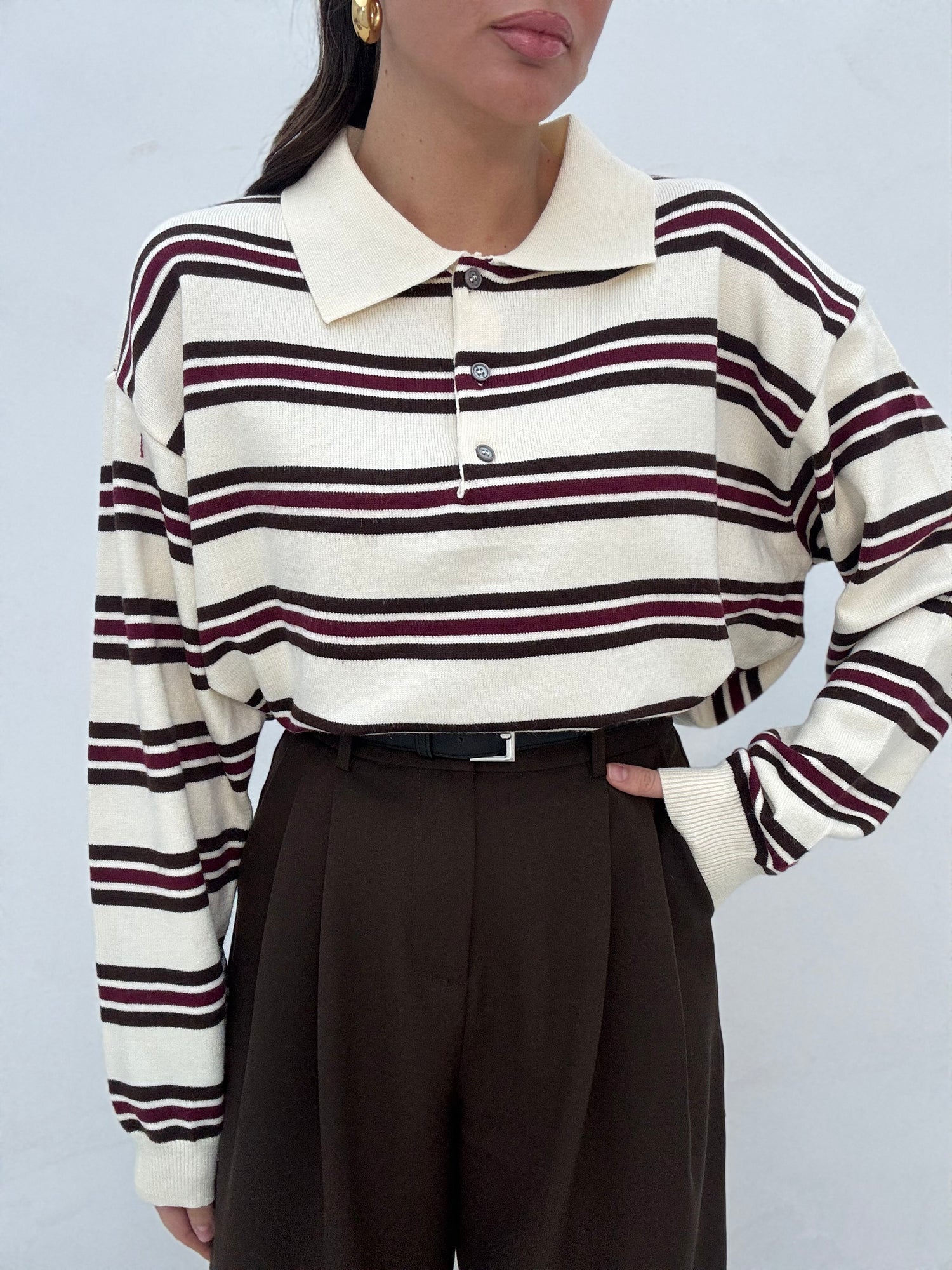 Maglia/Polo ‘TWO WOMAN’ righe Base Panna