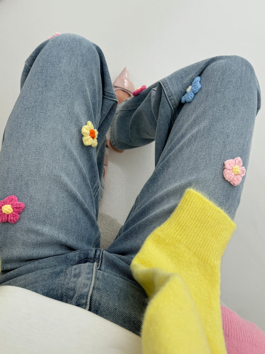 Jeans ‘FIORI UNCINETTO’ Denim Chiaro