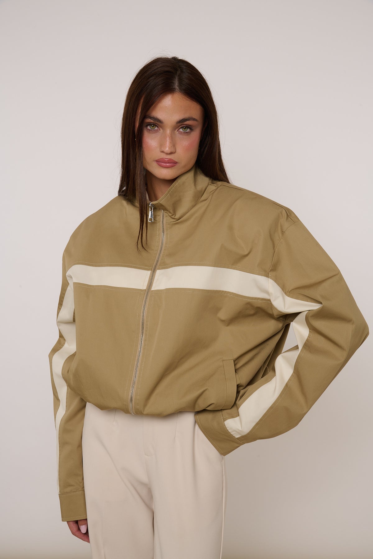Bomber 100% COTONE ‘MAXI SPALLINA’ Camel