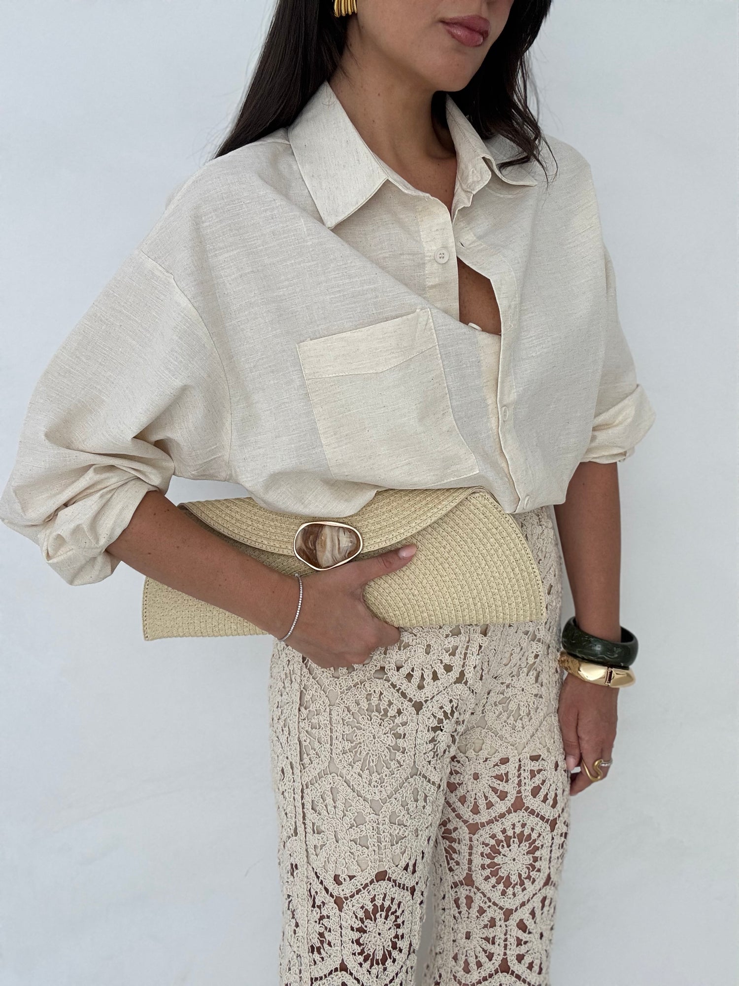 Camicia ‘45%LINO’ Panna