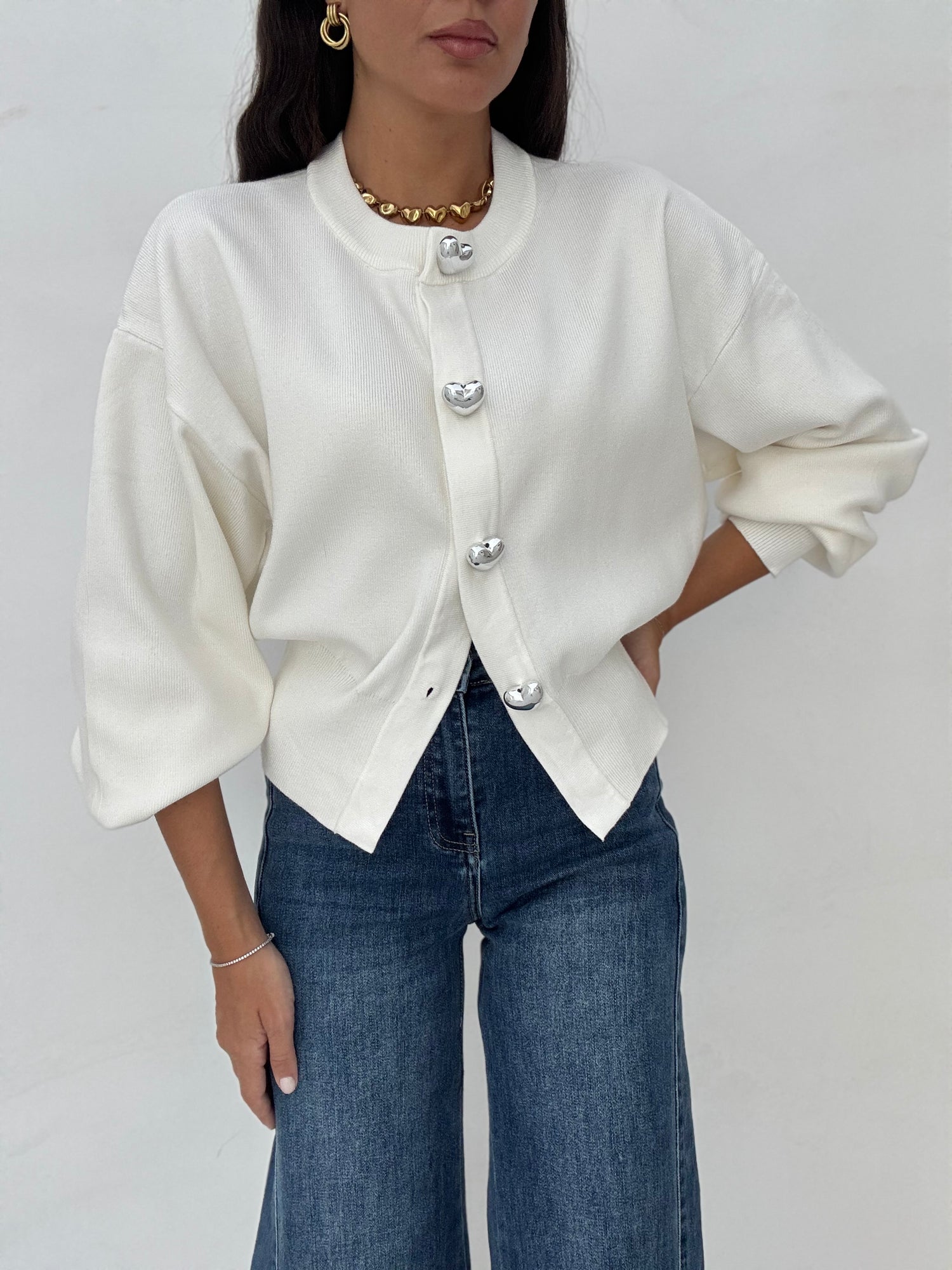 Cardigan ‘CUORI’ Bianco