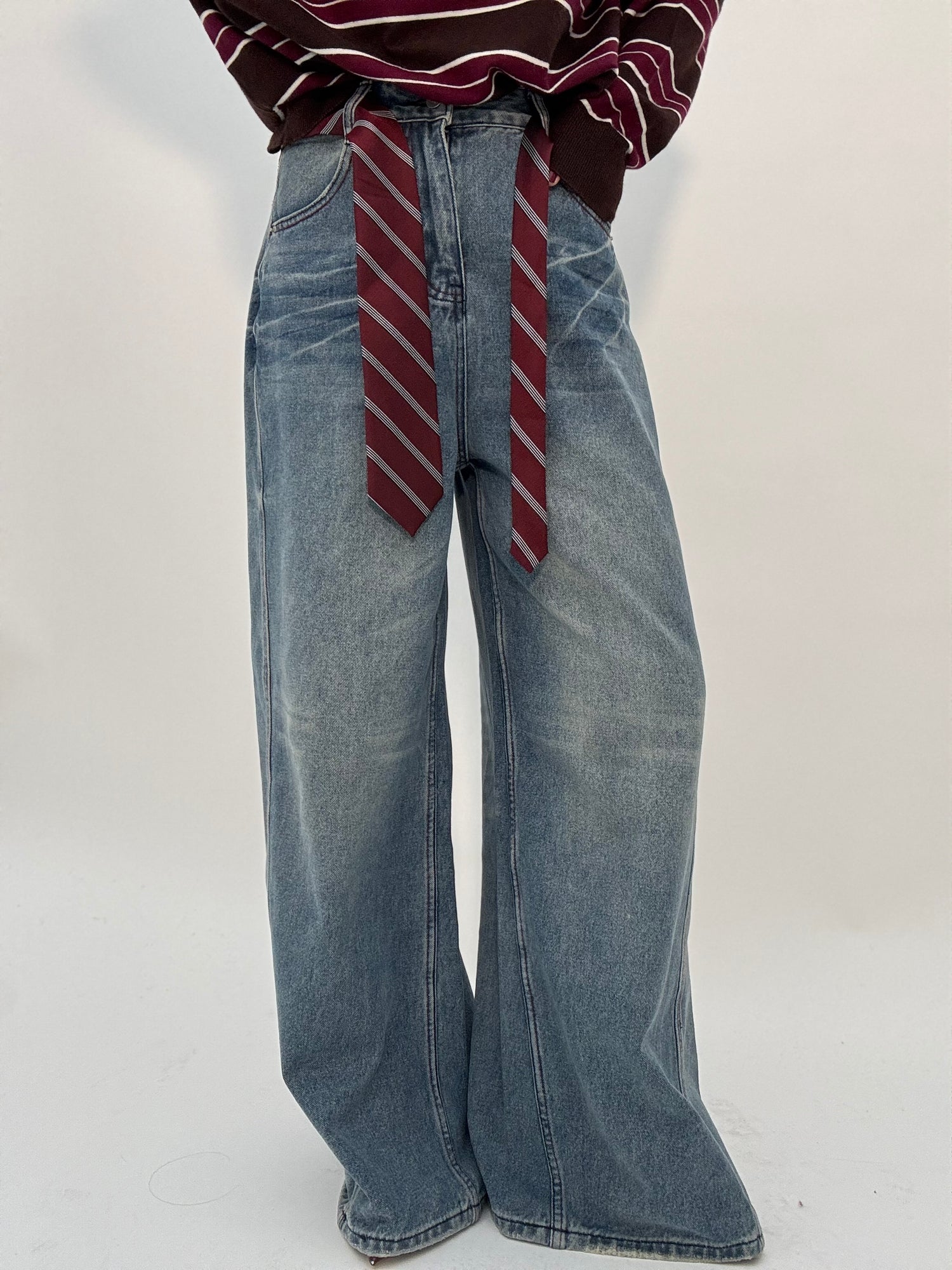 Jeans+‘CINTURA CRAVATTA’ Denim Chiaro