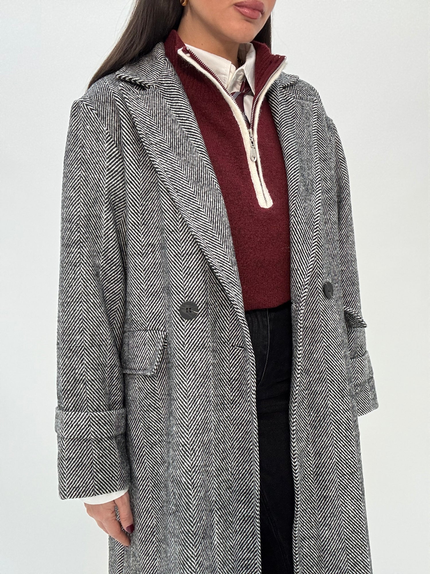 Cappotto ‘MELANY SPIGATO’ 2% LANA Nero