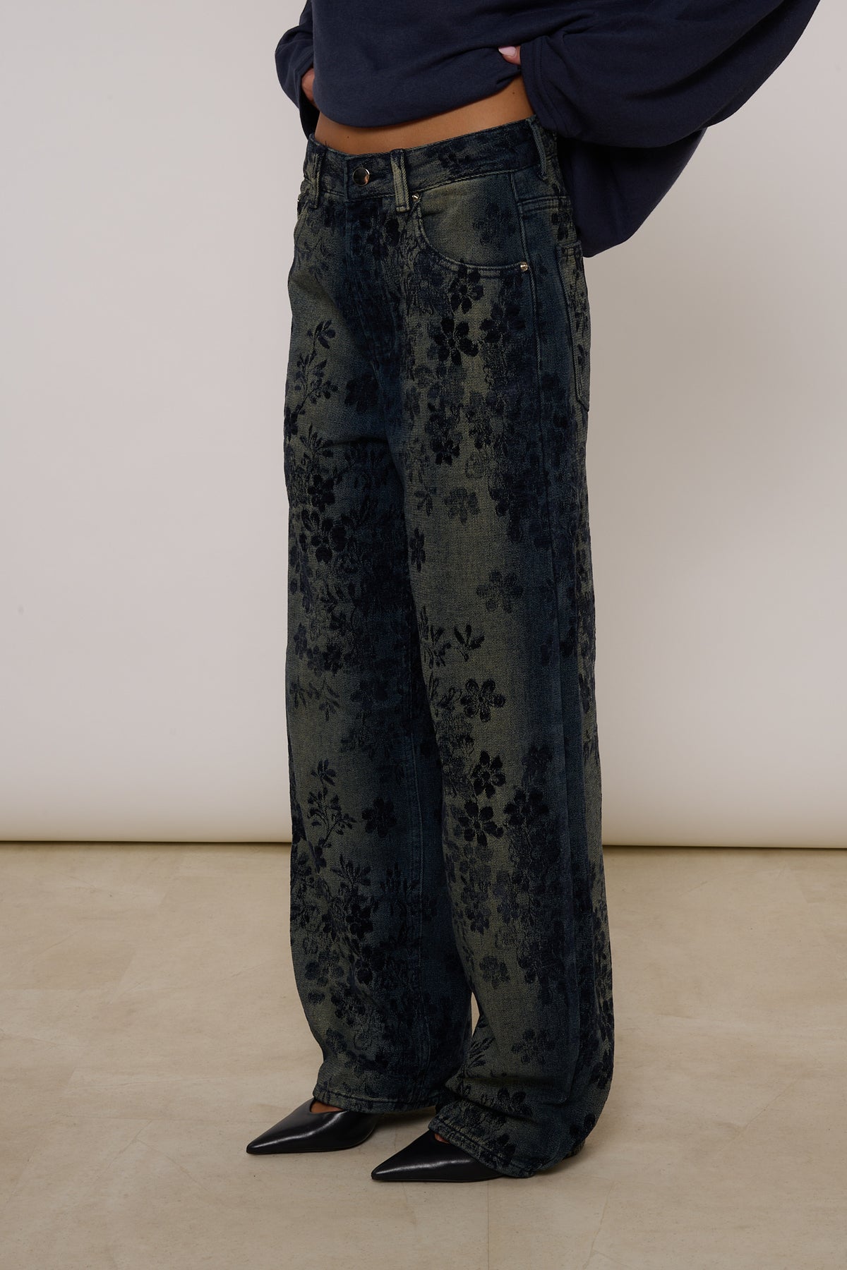Jeans ‘MINI FIORI IN VELLUTO’ Denim Scuro
