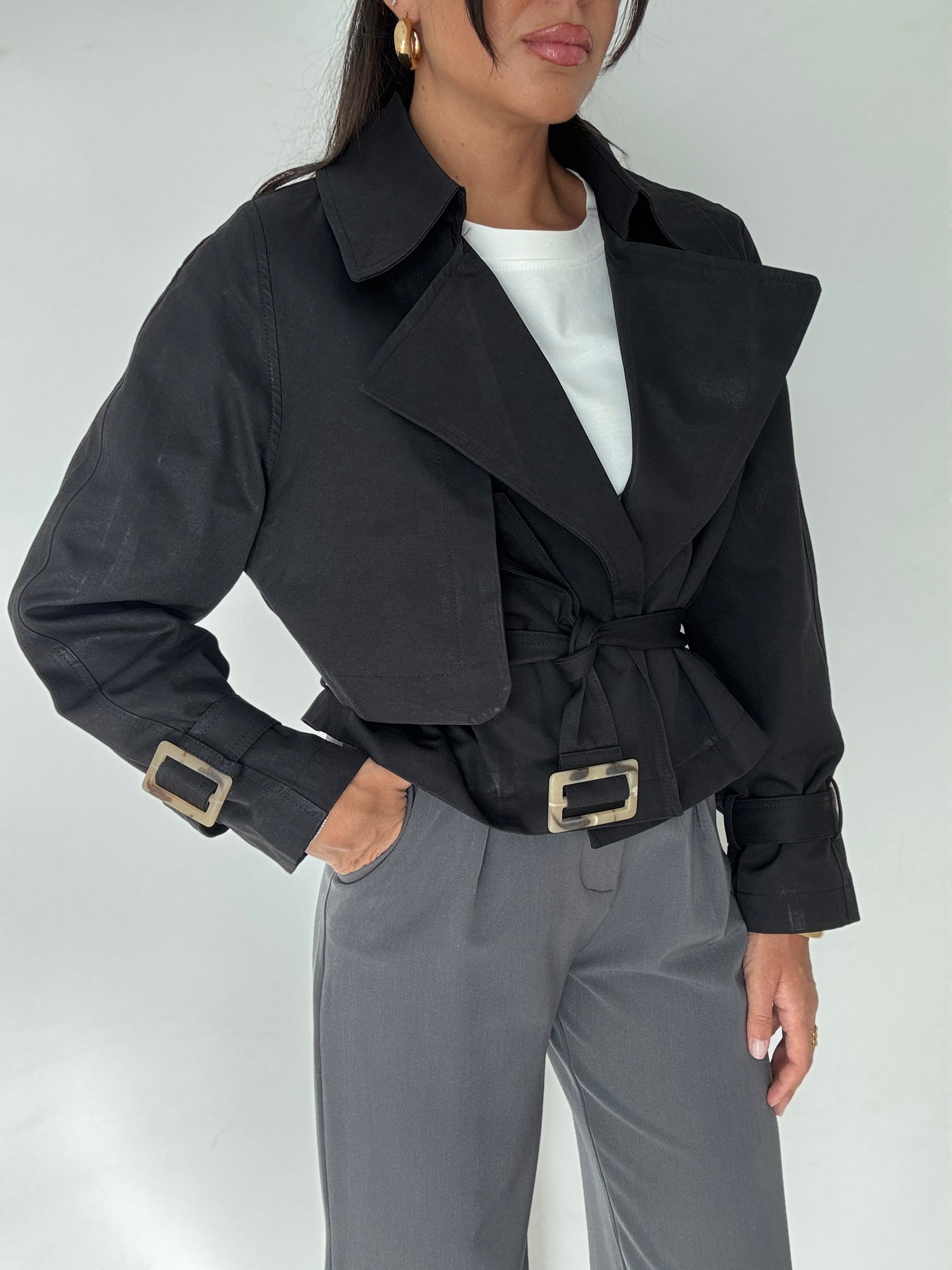Trench ‘55% COTONE’ Nero