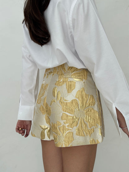 Gonna/Pantaloncino ‘FIORI LAMINATI’ Beige