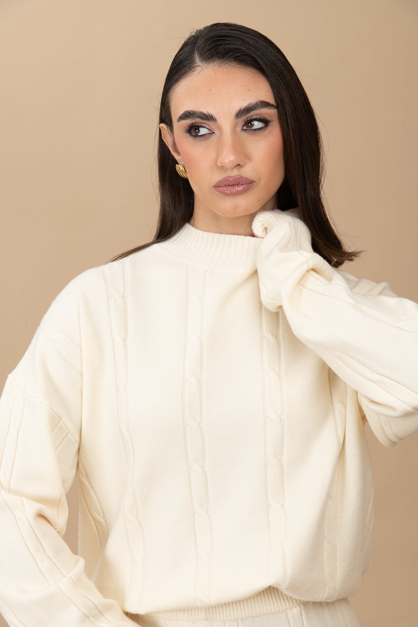 Coordinato ‘TRECCIA LANA RASATA’ Panna