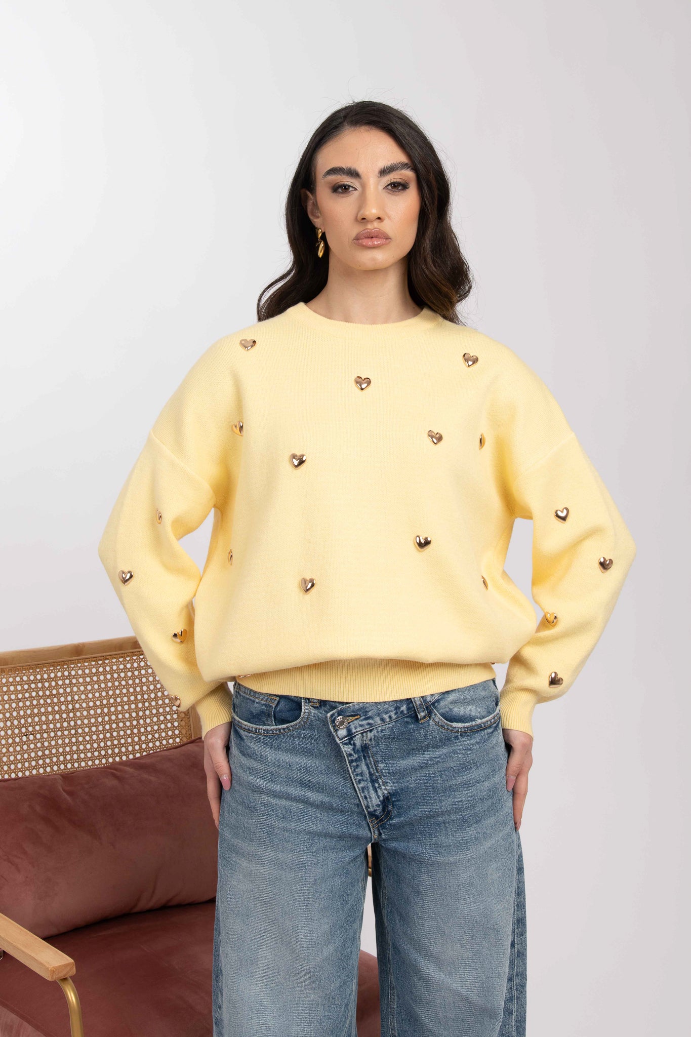 Maglione ‘CUORI ORO’ Giallo