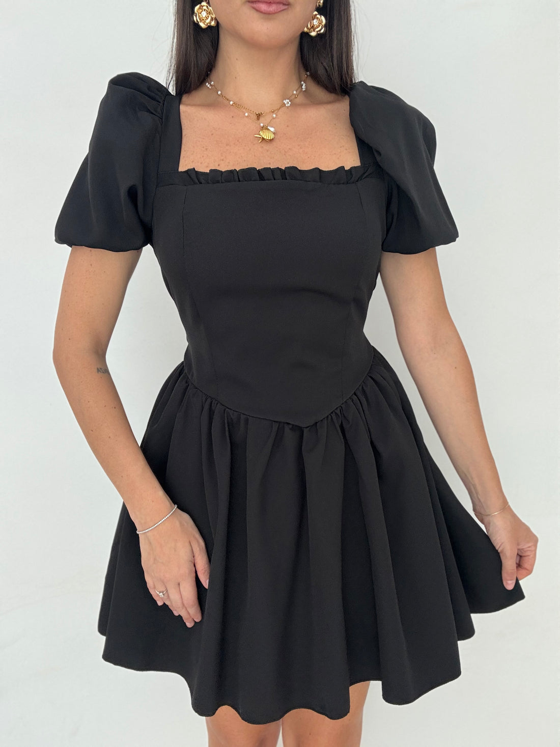 Abito ‘ELISA’ manica sbuffo Nero