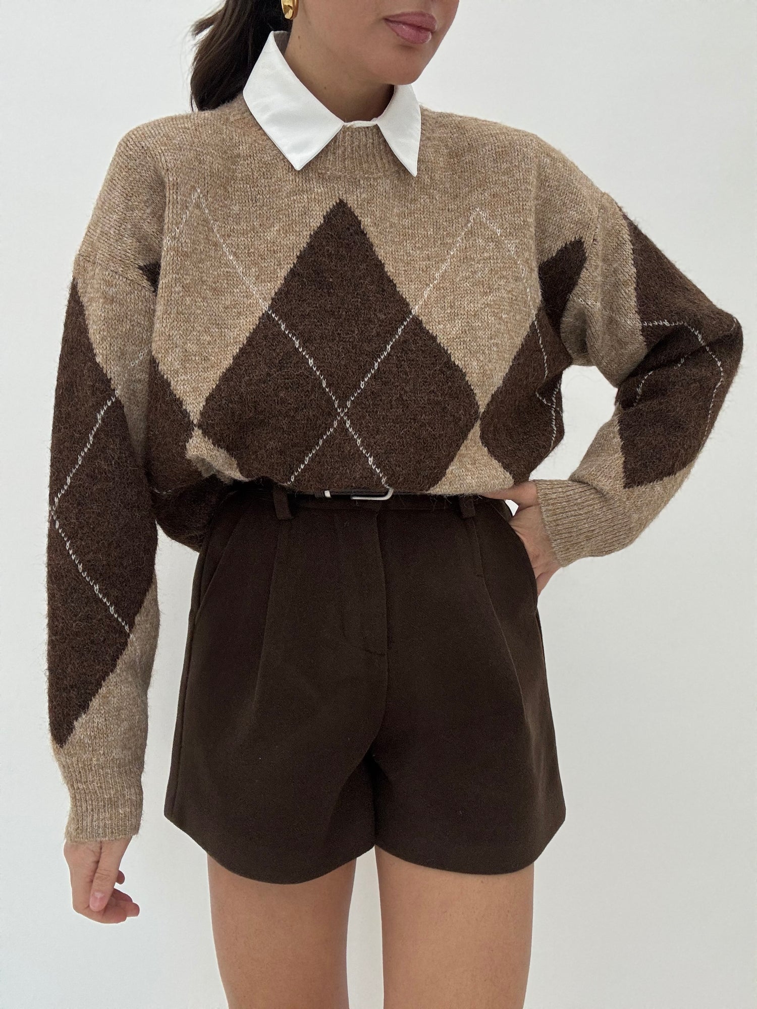 Maglione ‘GIROCOLLO ROMBI’ Base Beige