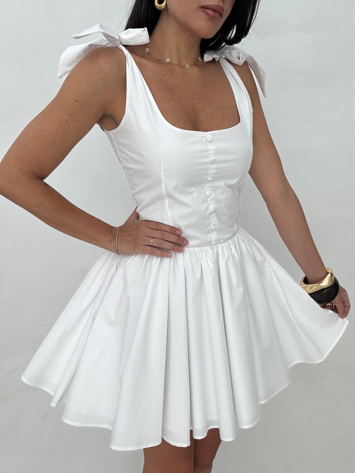 Abito ‘BEA’ 100%COTONE Corto Bianco