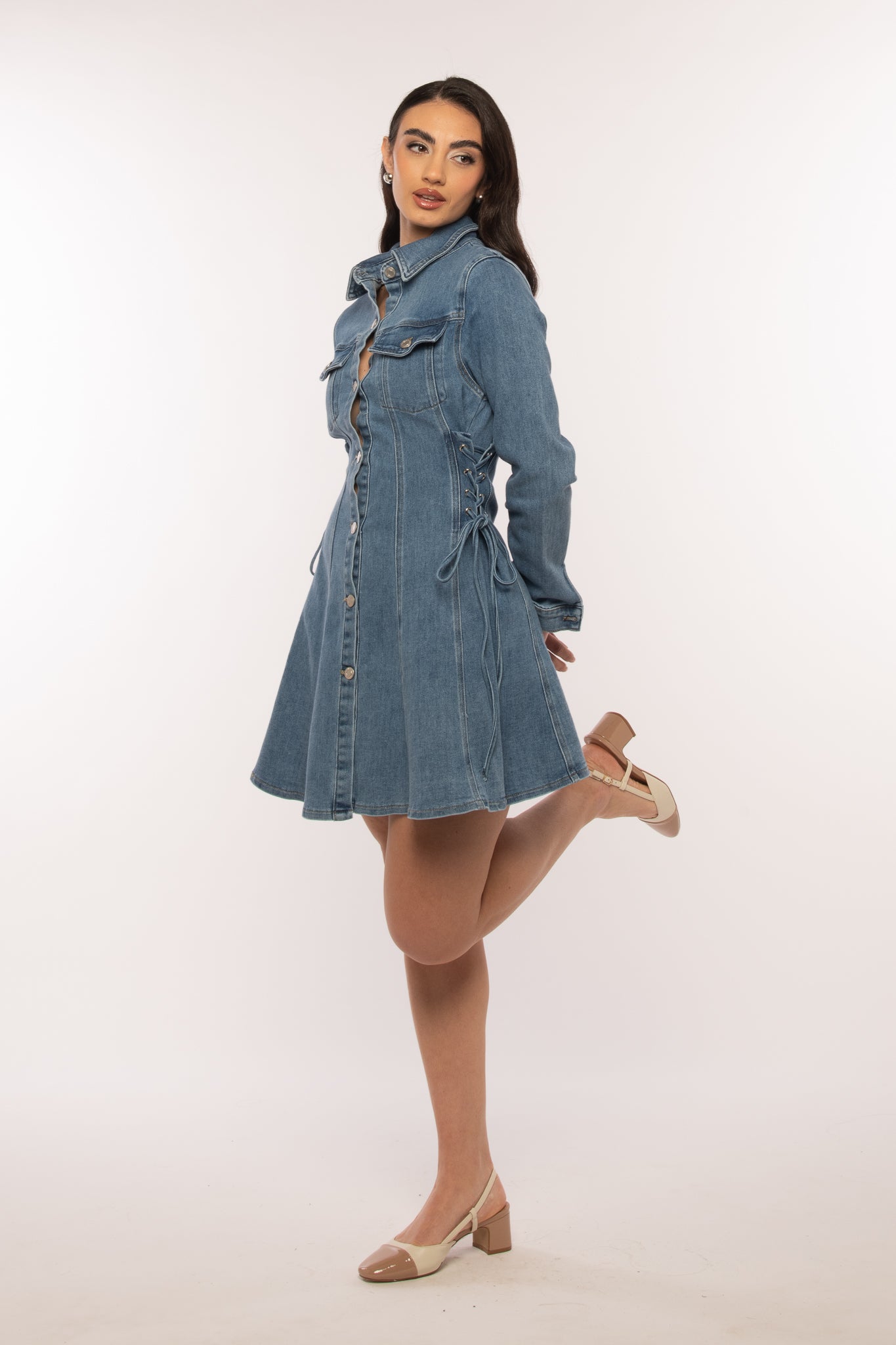 Abito ‘STRINGHE’ 98%COTONE Denim Medio