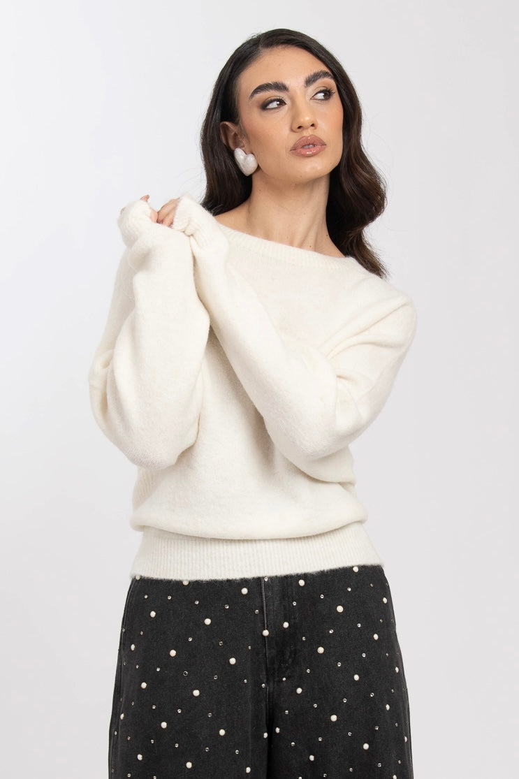 Maglione Basic ‘27% ALPACA’ BY LUMINA Bianco