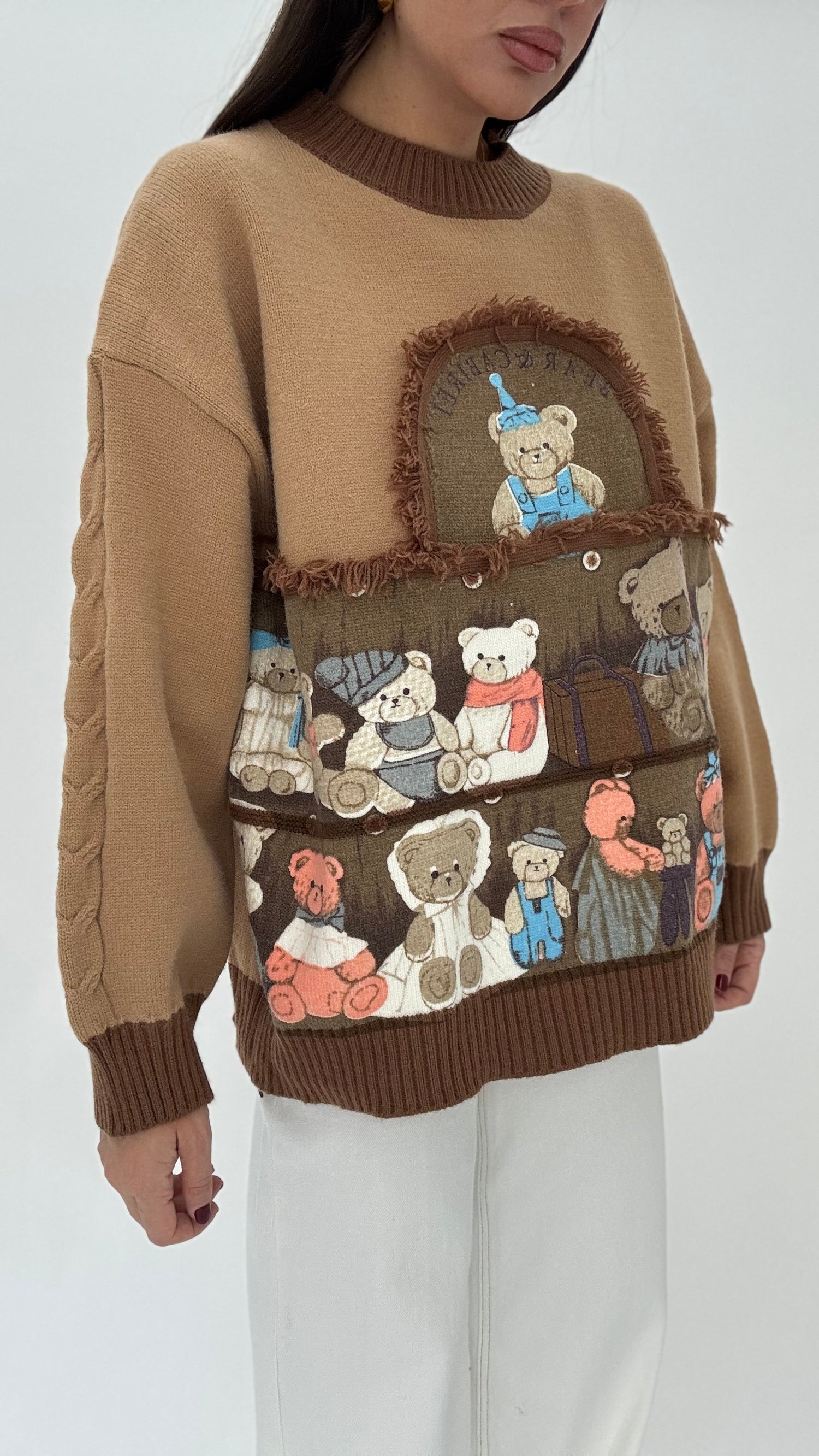 Maglione ‘FAMILY TEDDY’ 10%LANA Biscotto