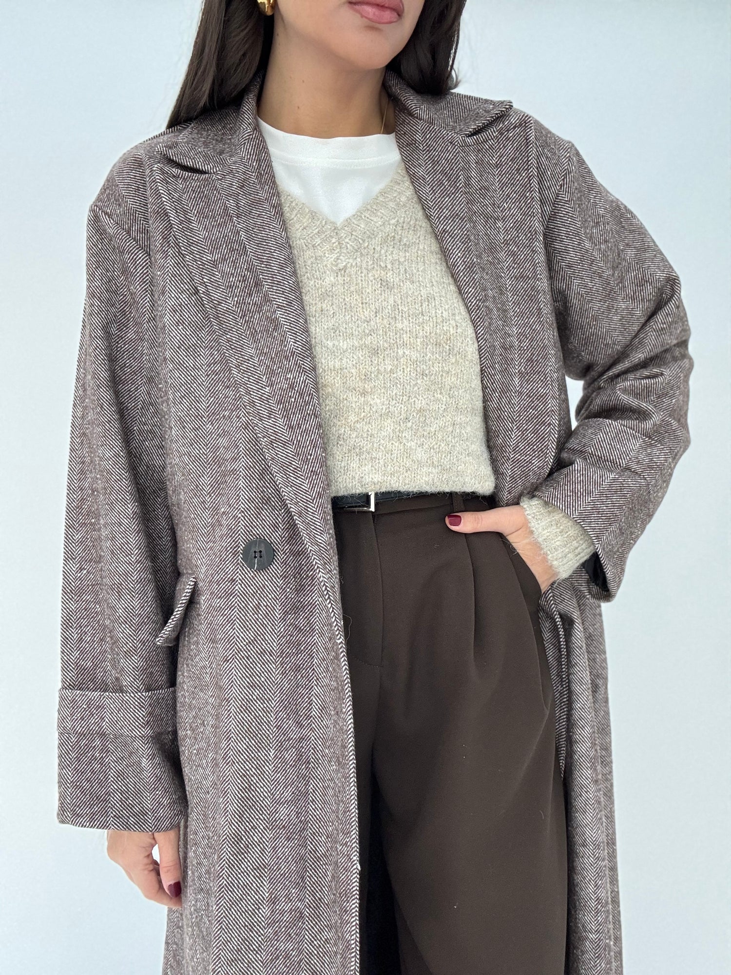 Cappotto ‘MELANY SPIGATO’ 2% LANA Cacao