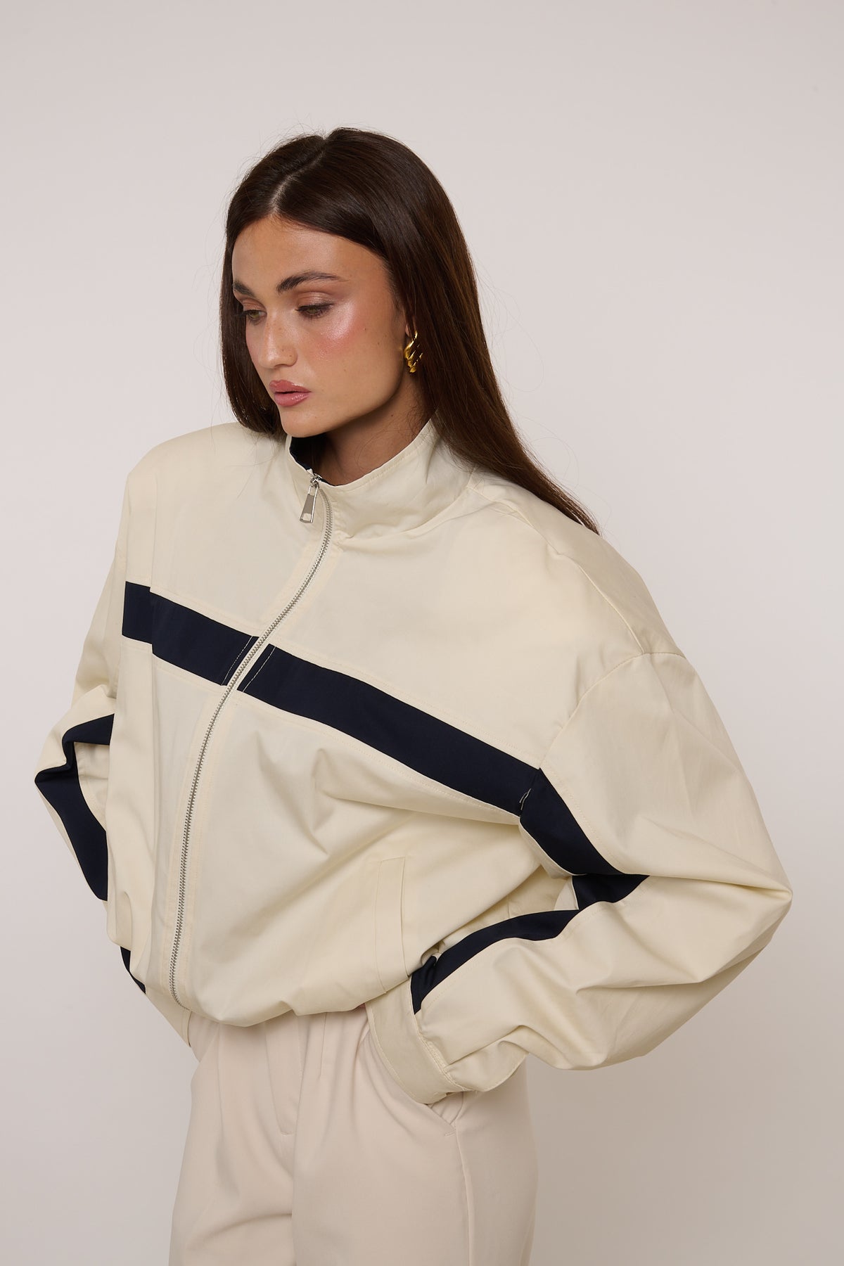 Bomber 100% COTONE ‘MAXI SPALLINA’ Panna