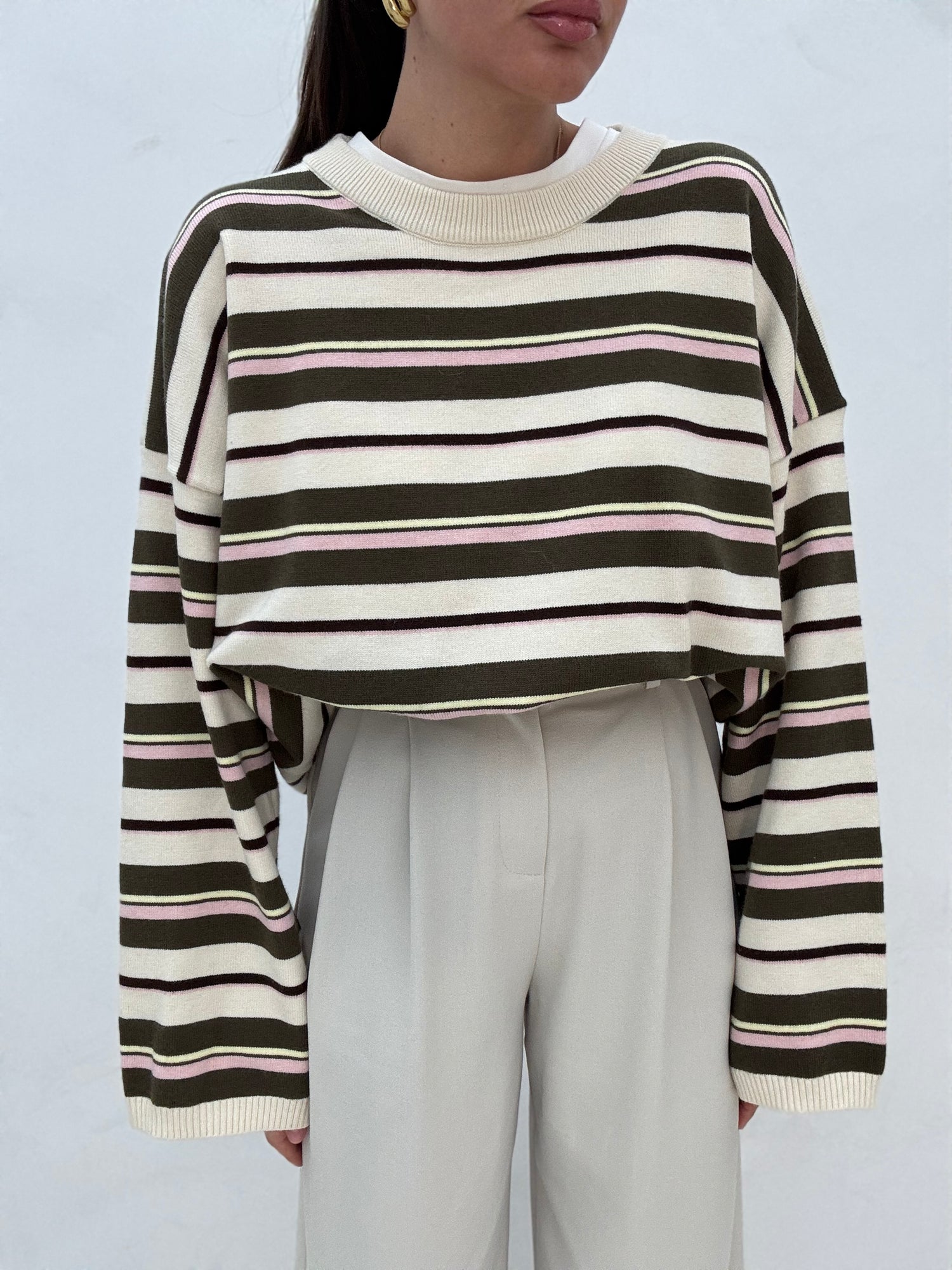 Maglione ‘GIROCOLLO A RIGHE’ Base Panna