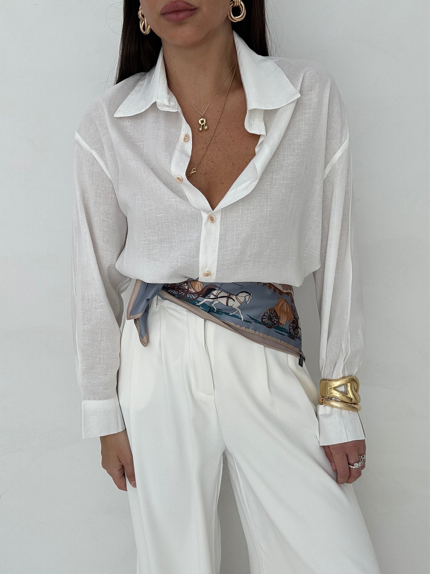 Camicia ‘20%LINO’ Bianca