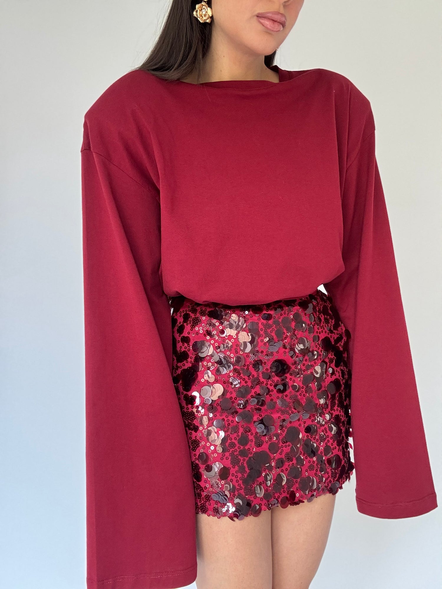 Maglia ‘100%COTONE’ con spalline Bordeaux