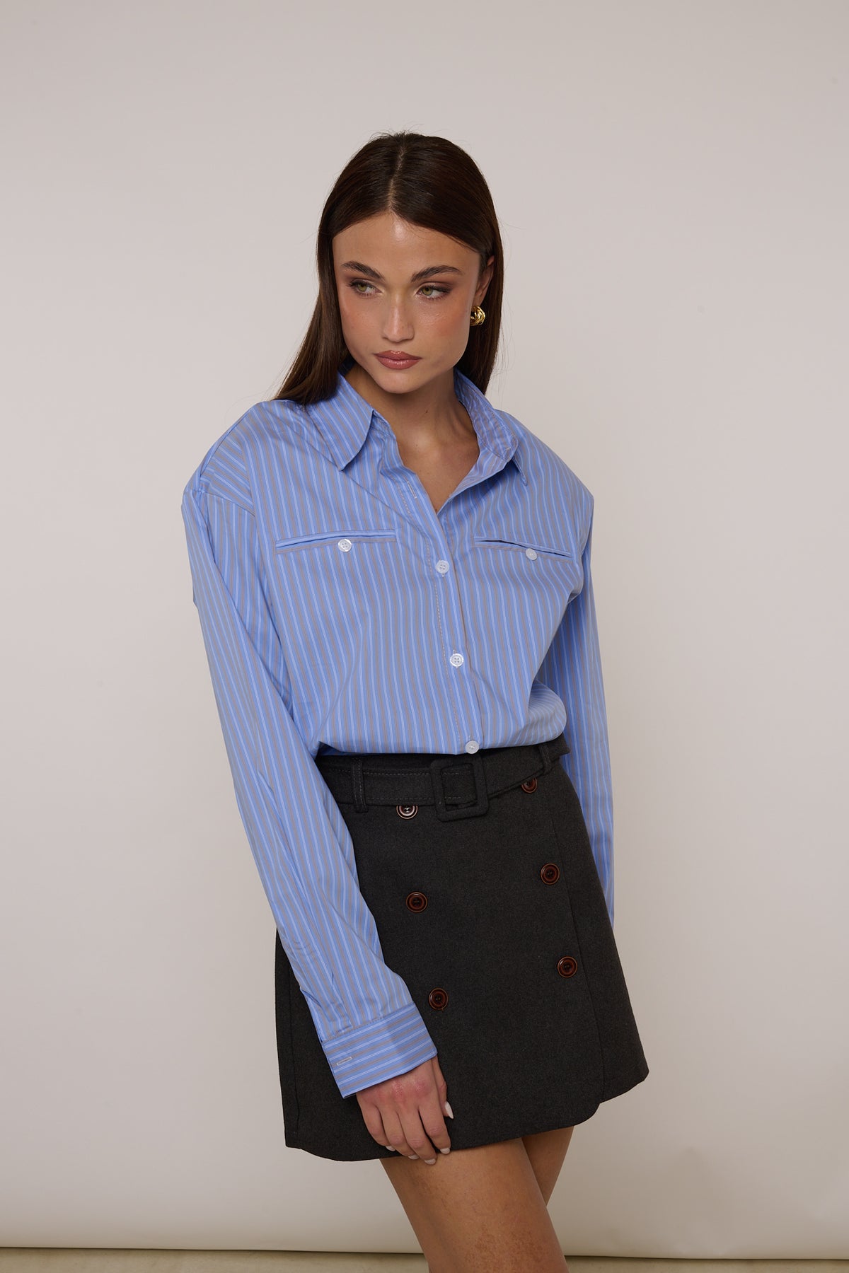 Camicia ‘TASCHINI’ a righe Azzurra